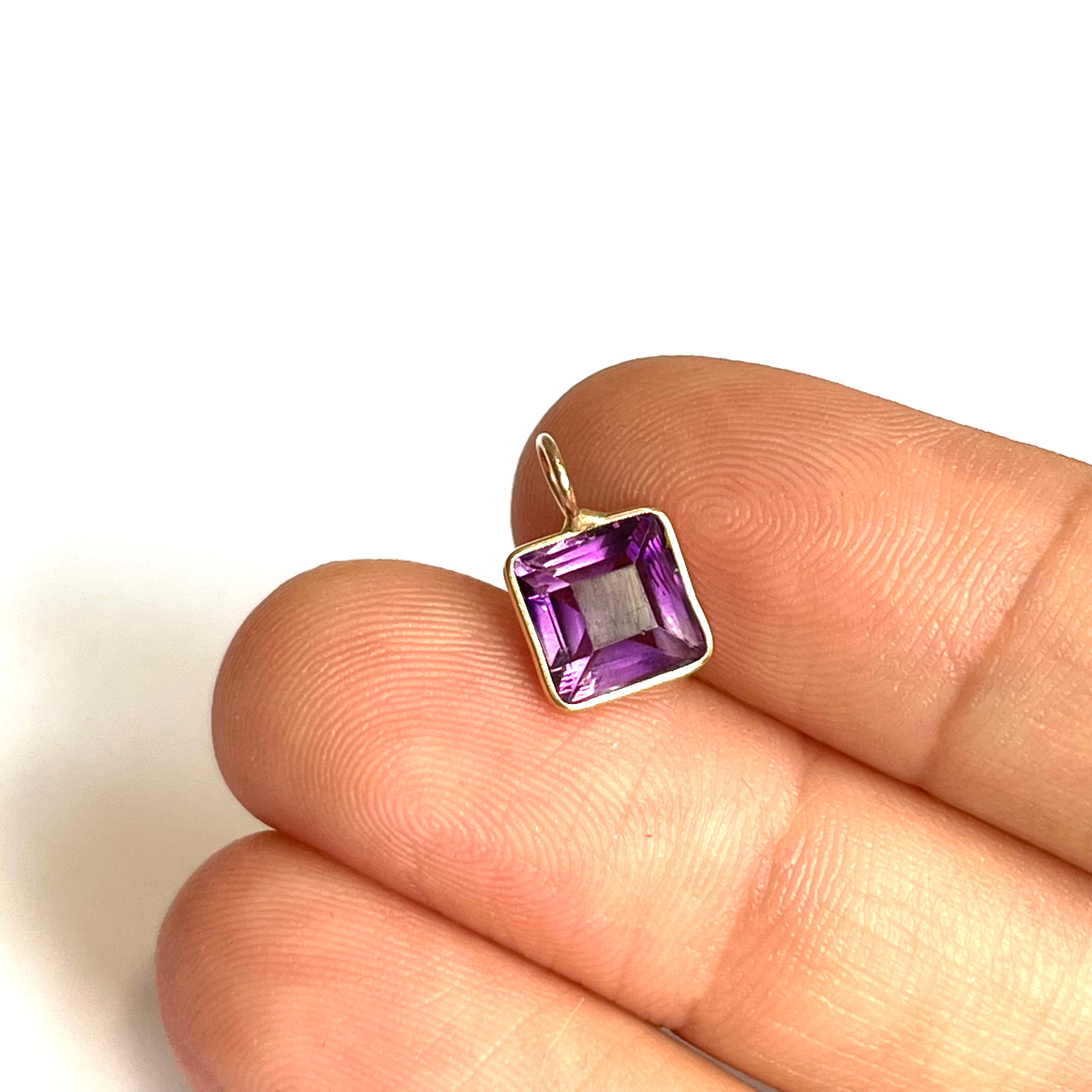 1.86ct Natural Amethyst 14K Yellow Gold Pendant Charm 12x8mm