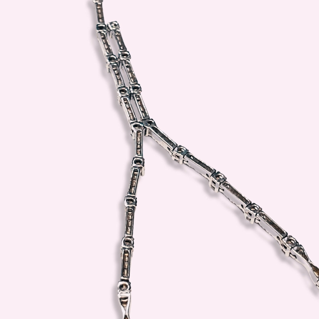 18K White Gold VS Diamond Tennis Lariat Necklace