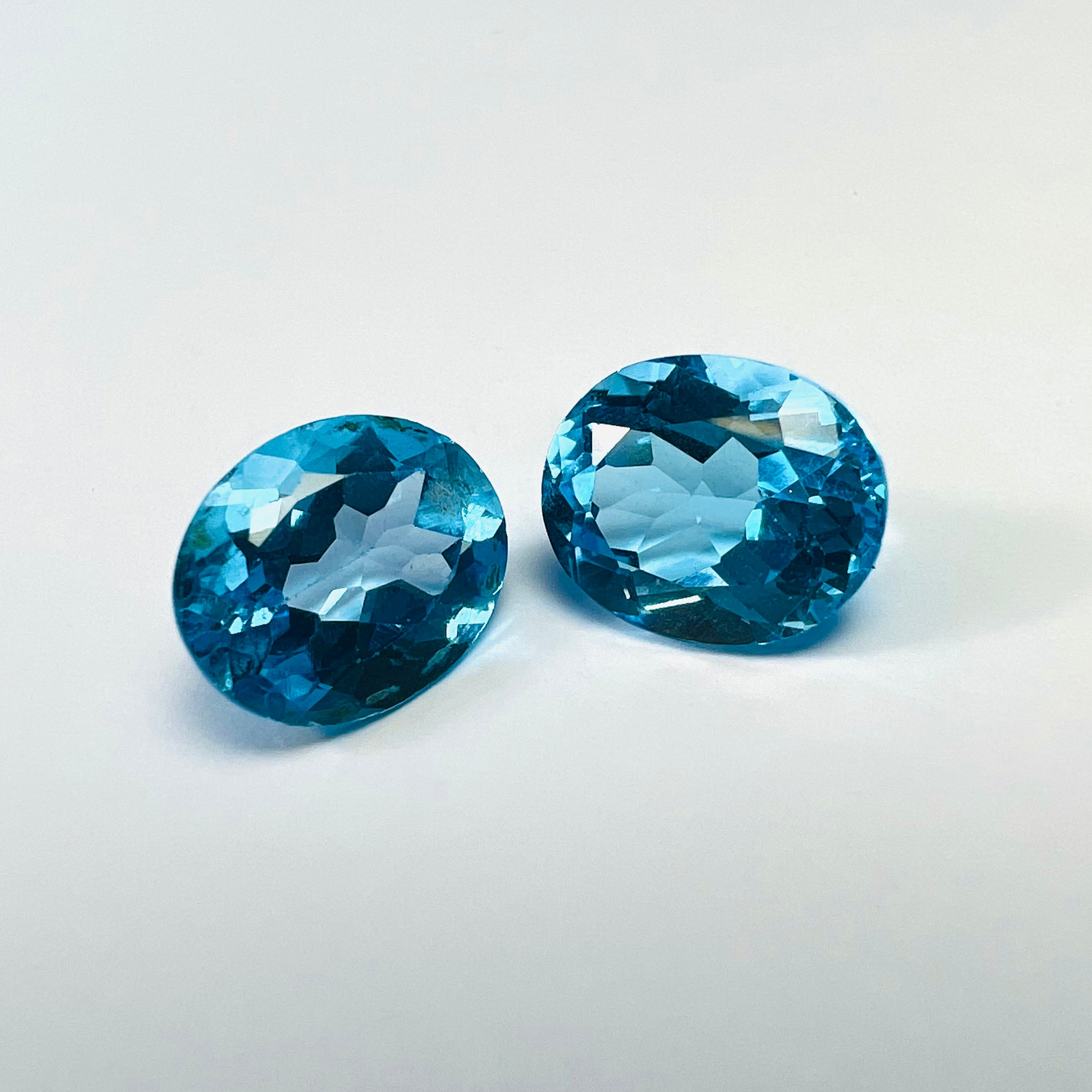 12.44CTW Pair of Loose Natural Oval Cut Topaz 12x9x6.9mm Earth mined Gemstone