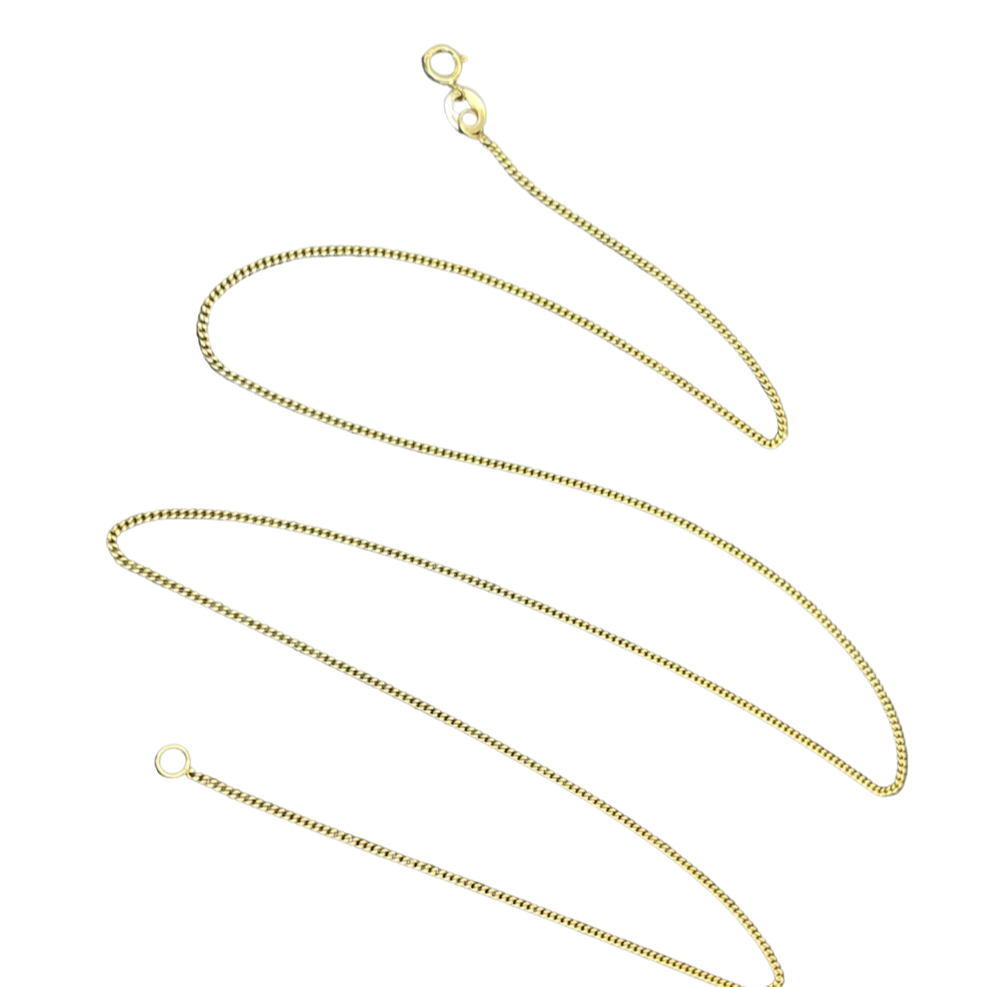 20” 1mm Solid 14K Yellow Gold Curb Chain Necklace
