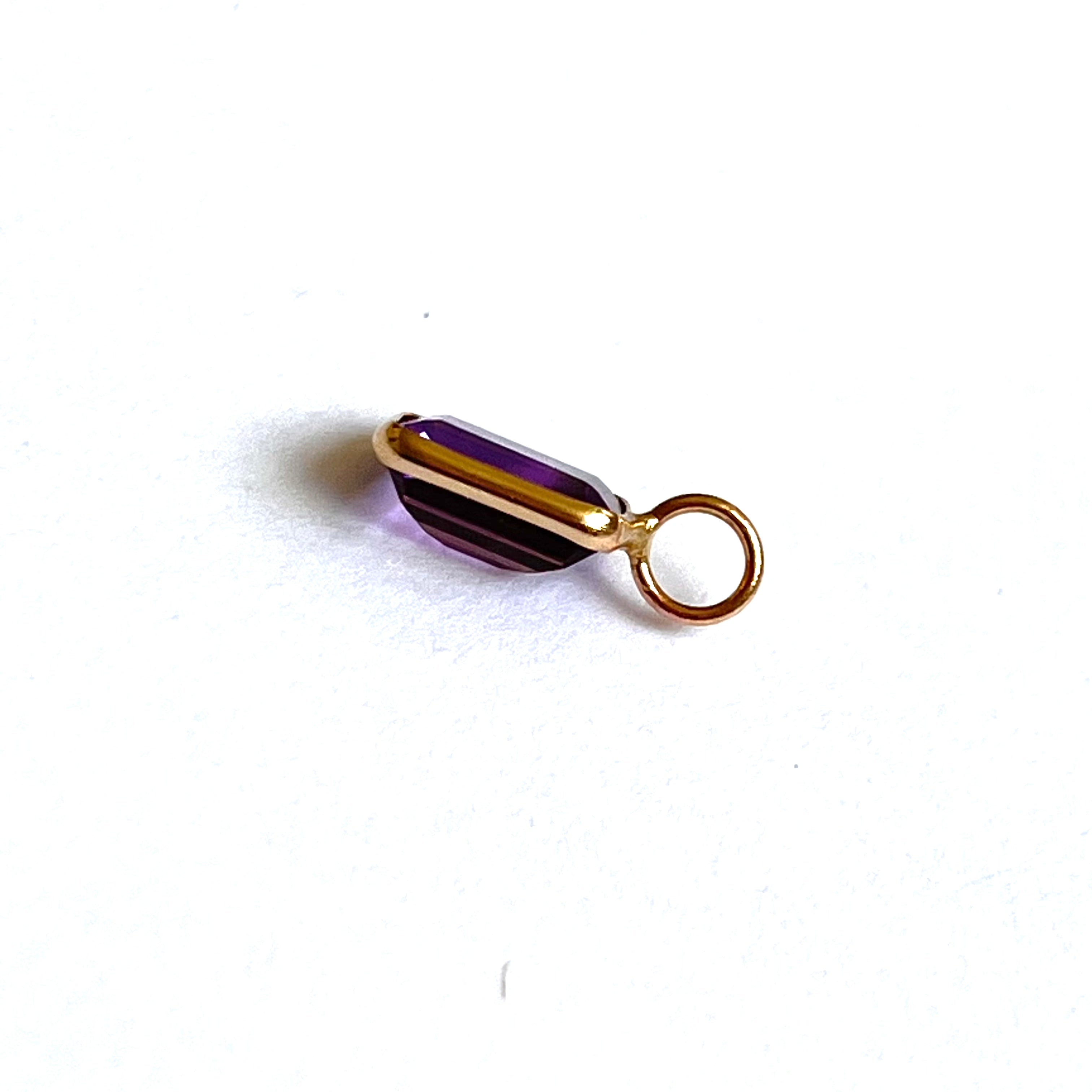 1.60ct Natural Amethyst 14K Yellow Gold Pendant Charm 13x7mm