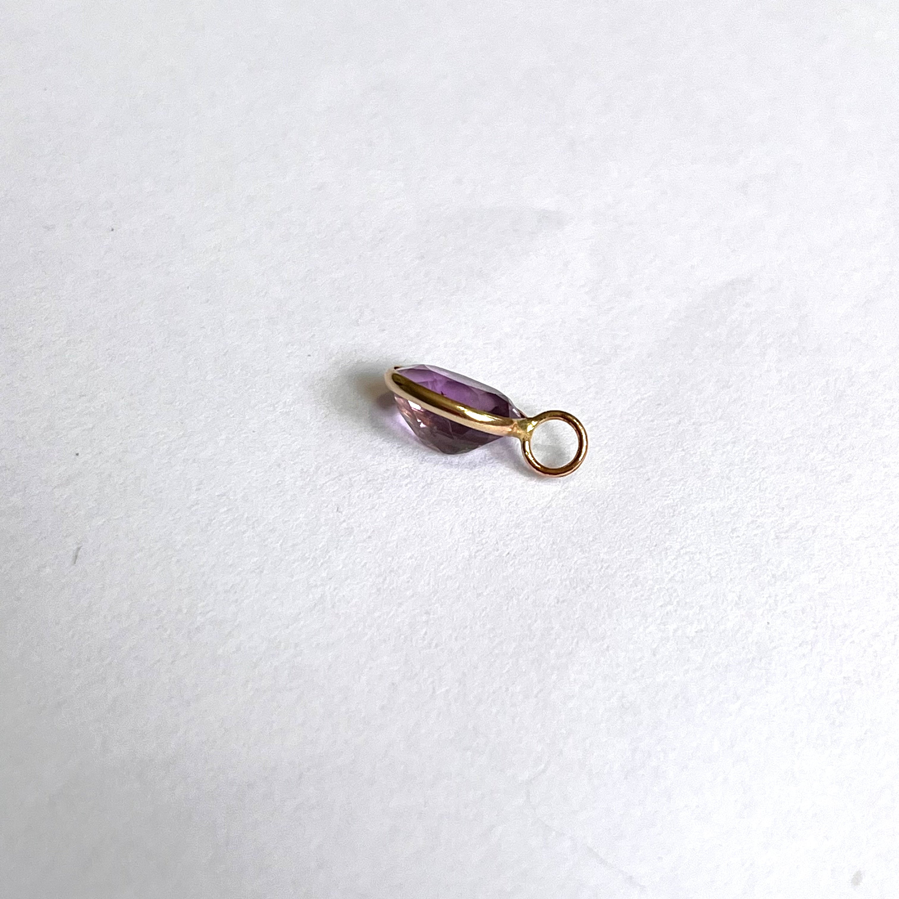 2.110ct Natural Oval Amethyst 14K Yellow Gold Pendant Charm 14x8mm