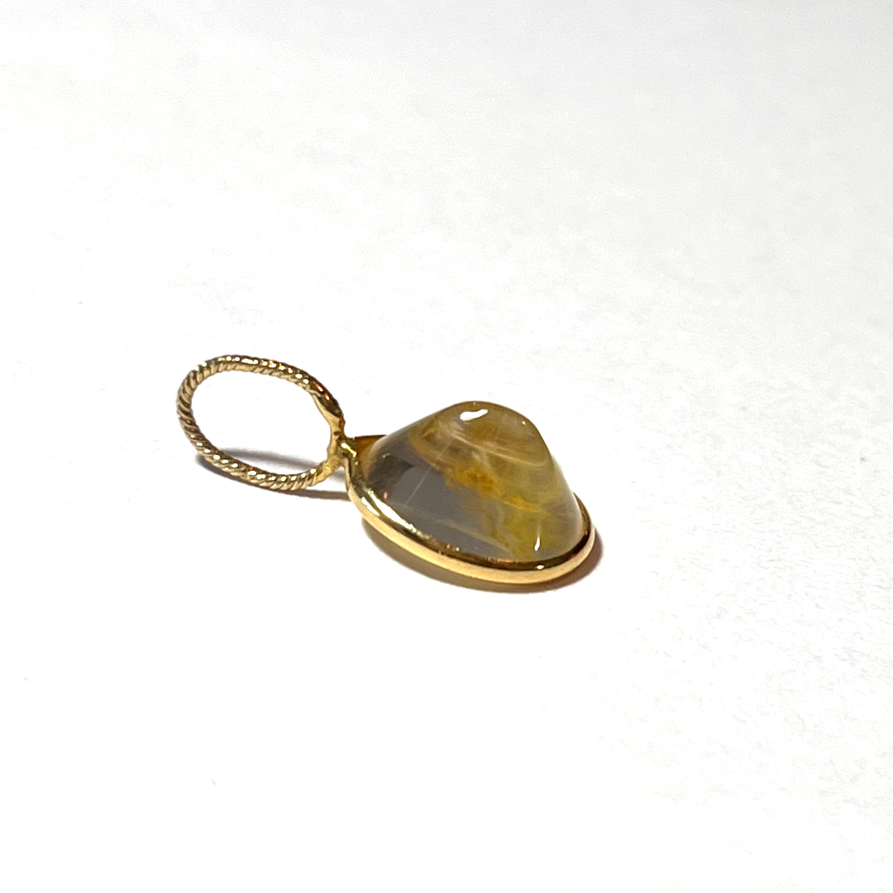 2.79ct Oval Yellow Agate 14K Yellow Gold Pendant Charm 18x12mm