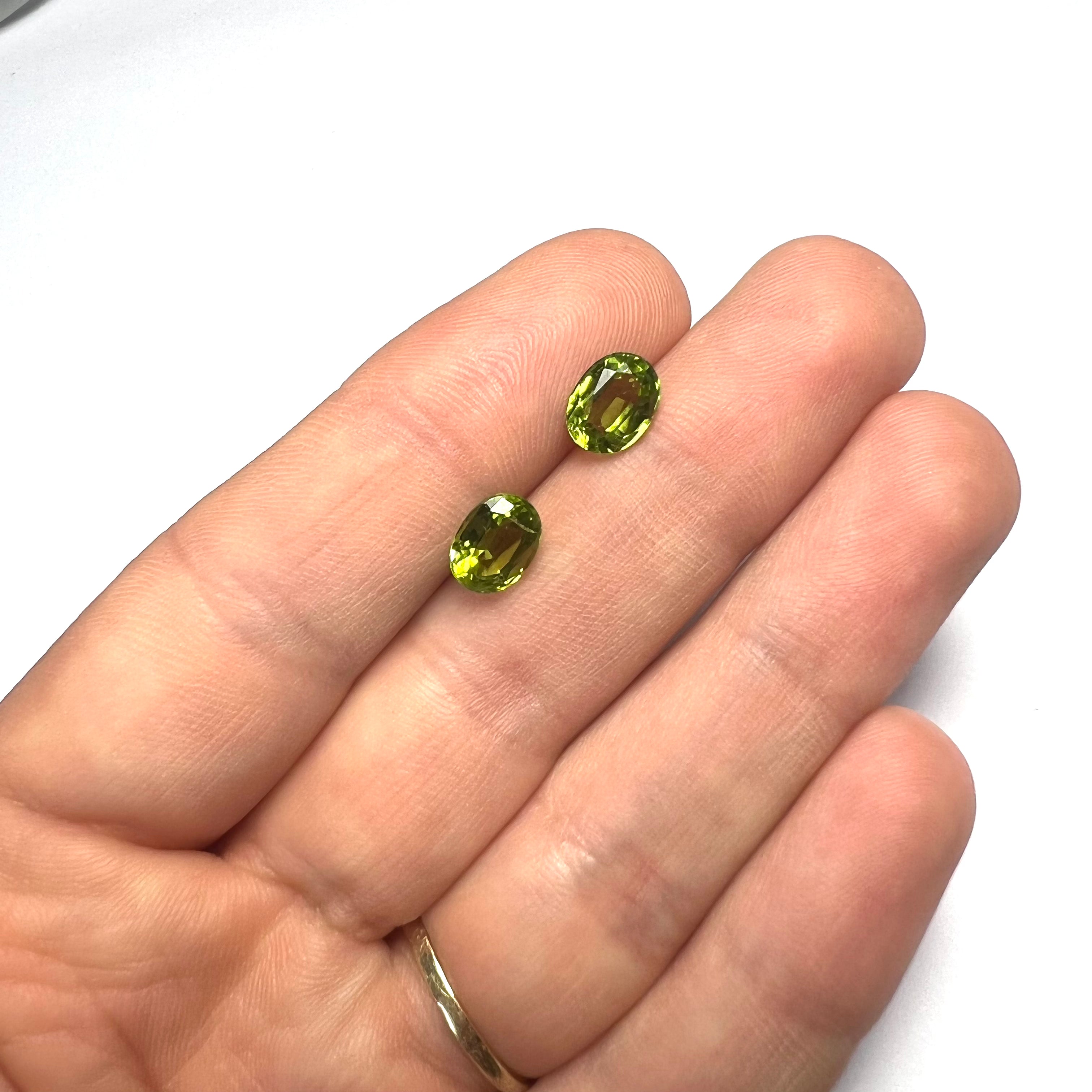 3.12CTW Pair of Loose Natural Oval Cut Peridot 8.10x6.05x4mm Earth mined Gemston