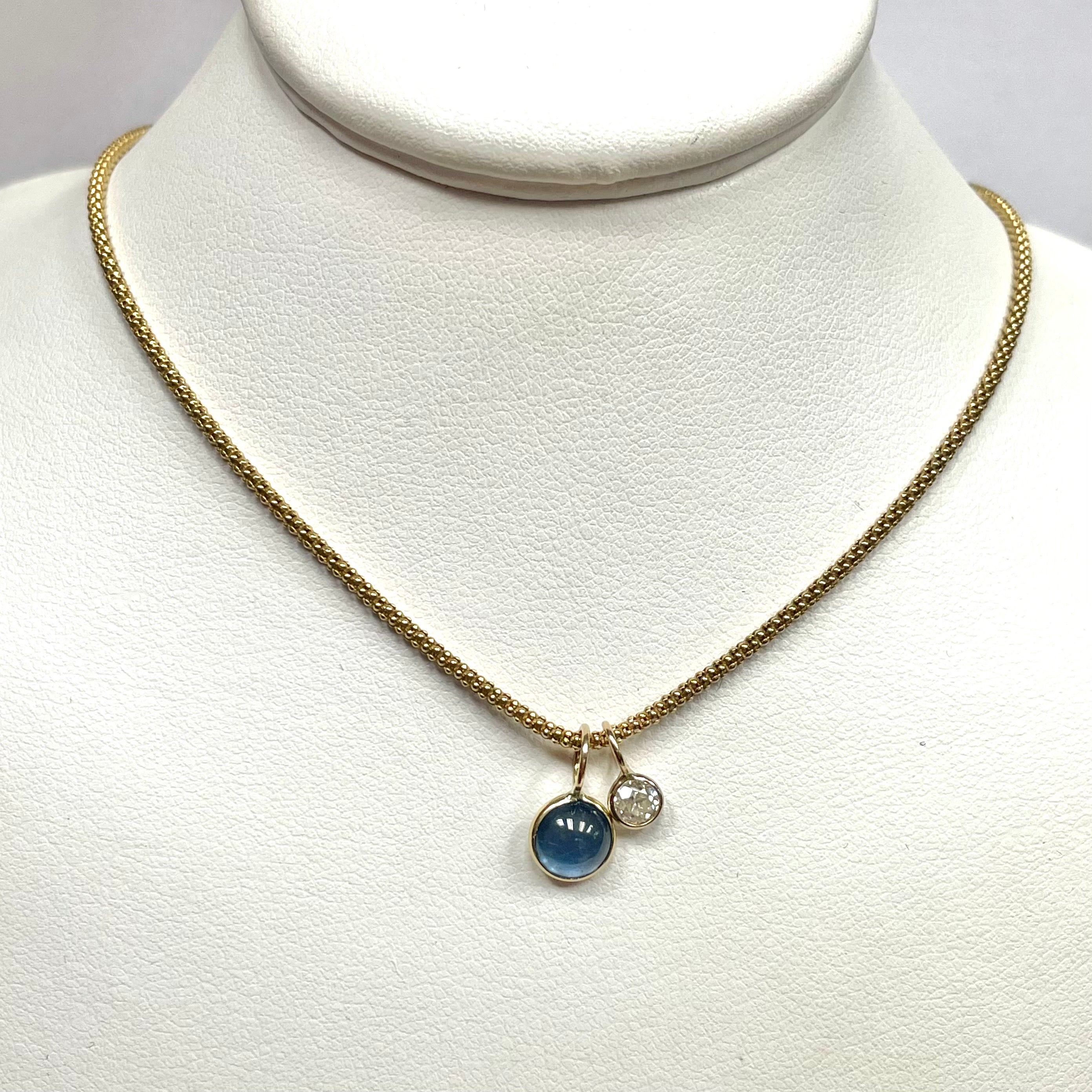 1 CT Sapphire Pendant Charm in solid 14k Yellow Gold