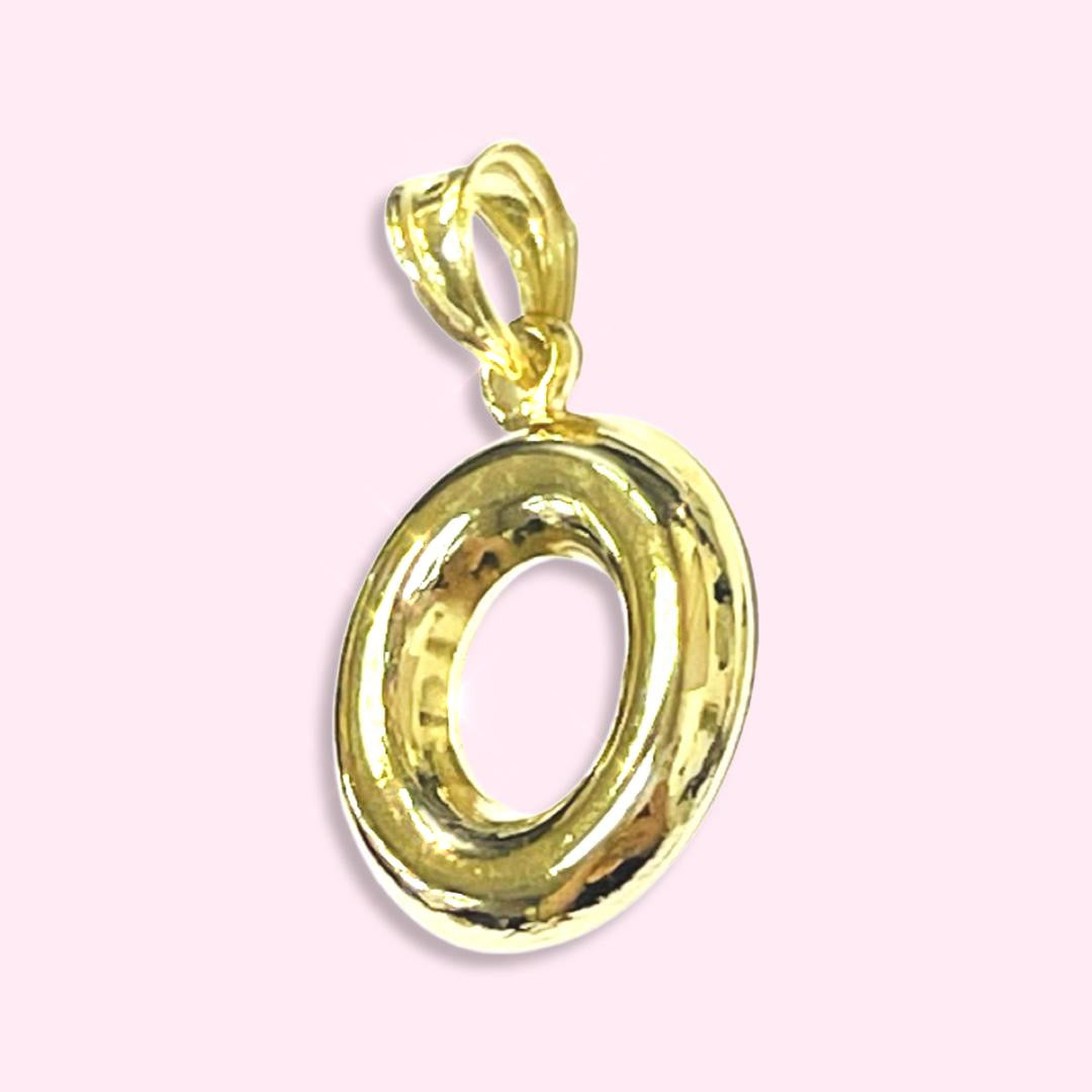 Initial O Puffy Balloon Letter 10K Yellow Gold Pendant