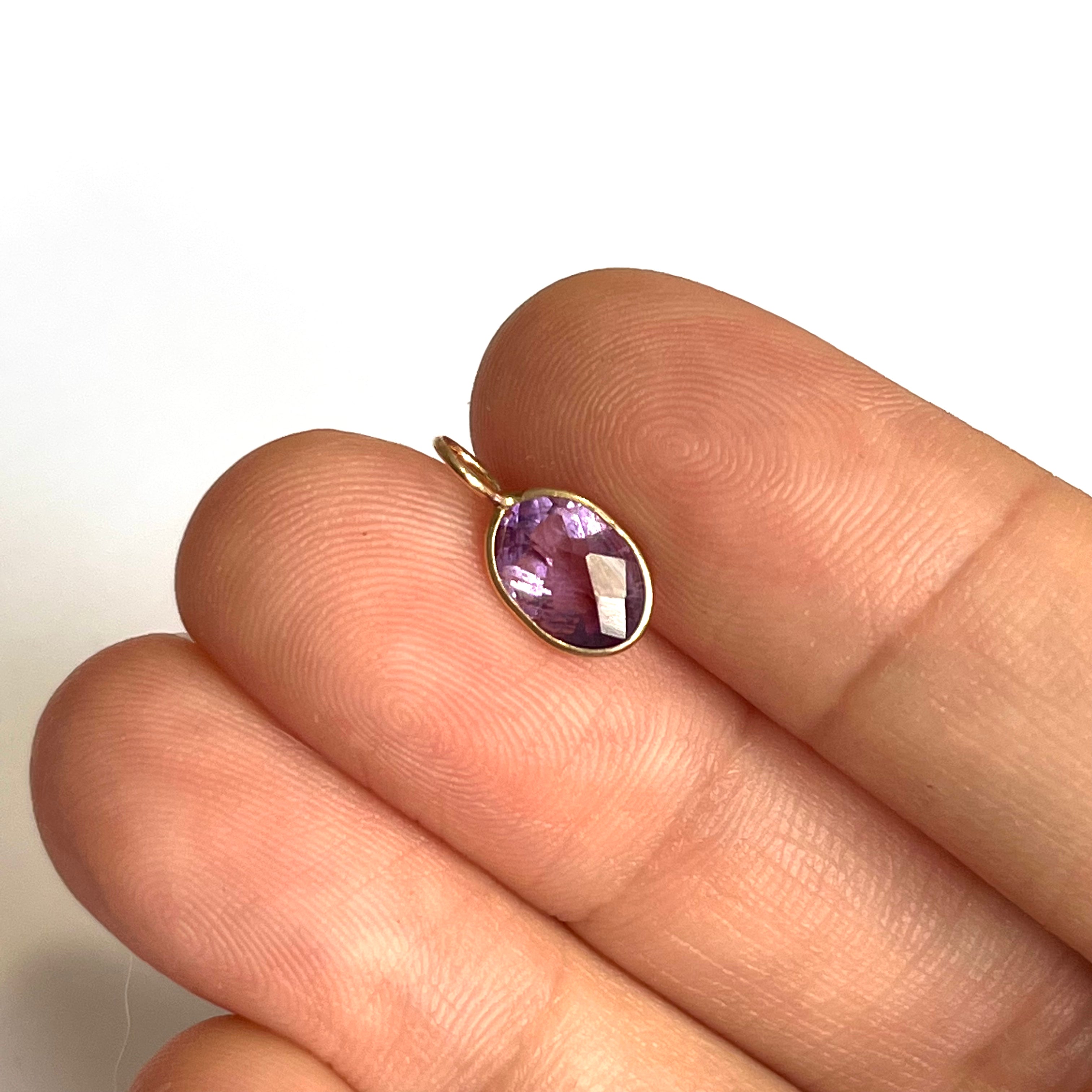 .83ct Natural Oval Amethyst 14K Yellow Gold Pendant Charm 13x6mm