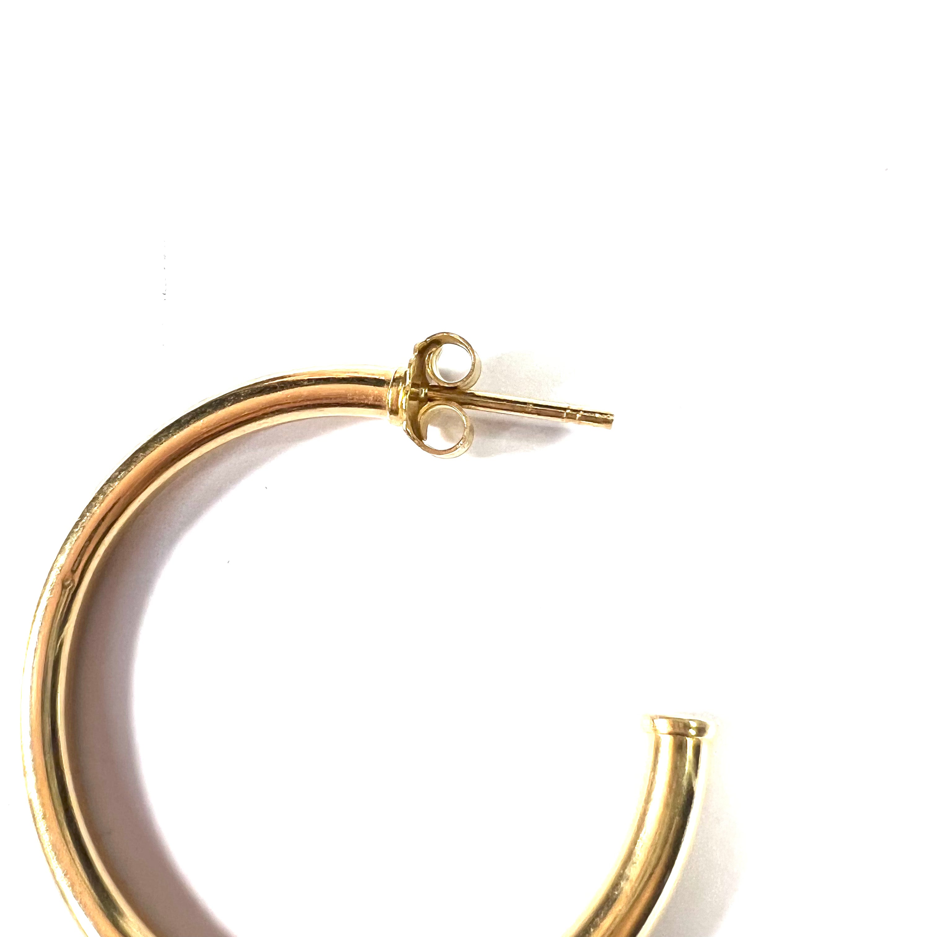 Solid 14k Yellow Gold Smooth Half Earring Hoop 1.4" 2.86g