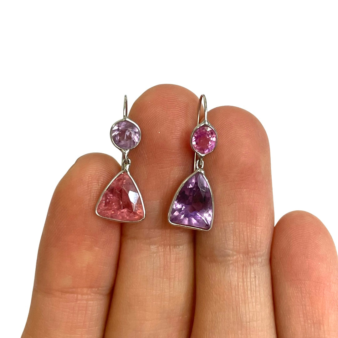 Sapphire Amethyst Tourmaline Earrings