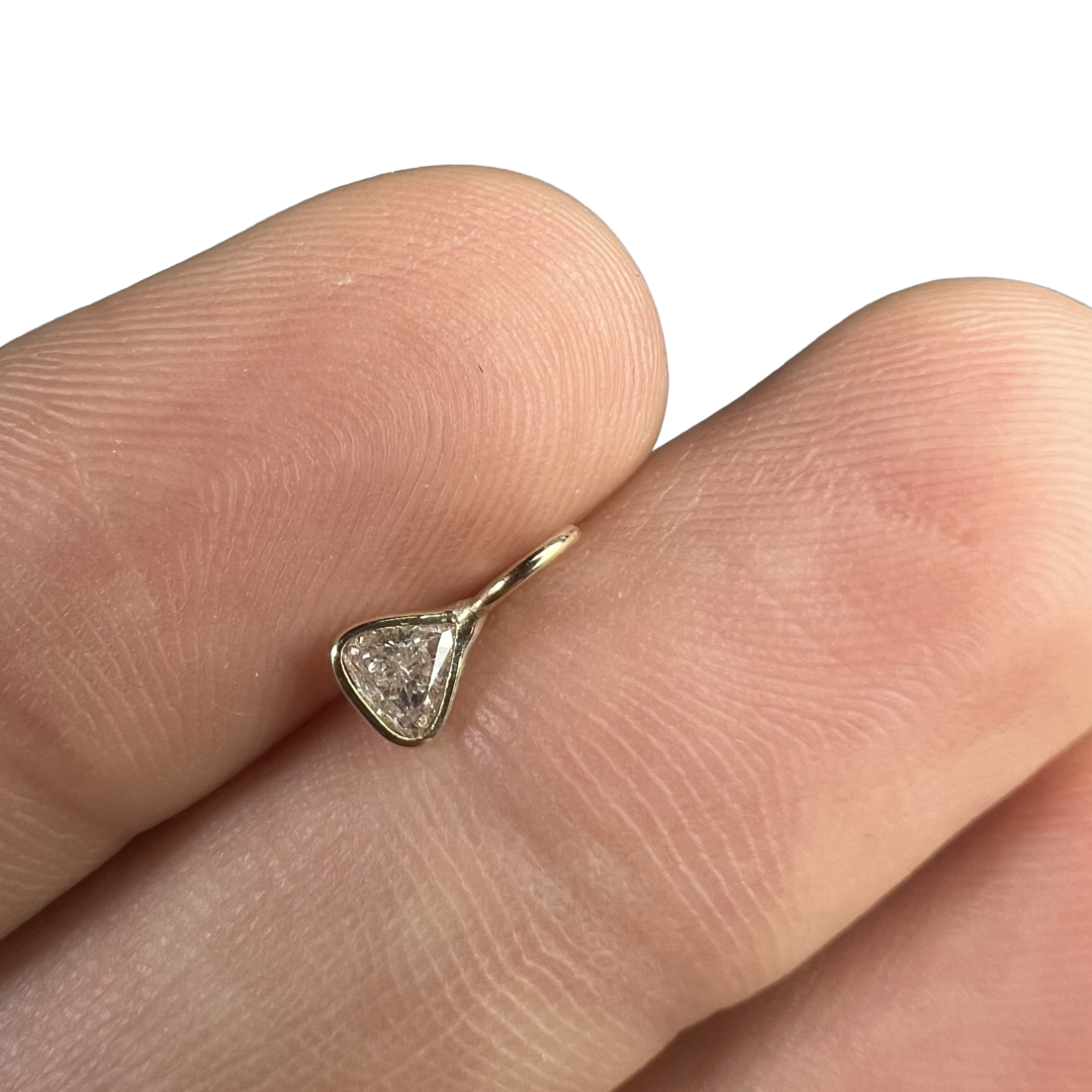 .16ct Trillion Cut Dimond Charm 14K Yellow Gold