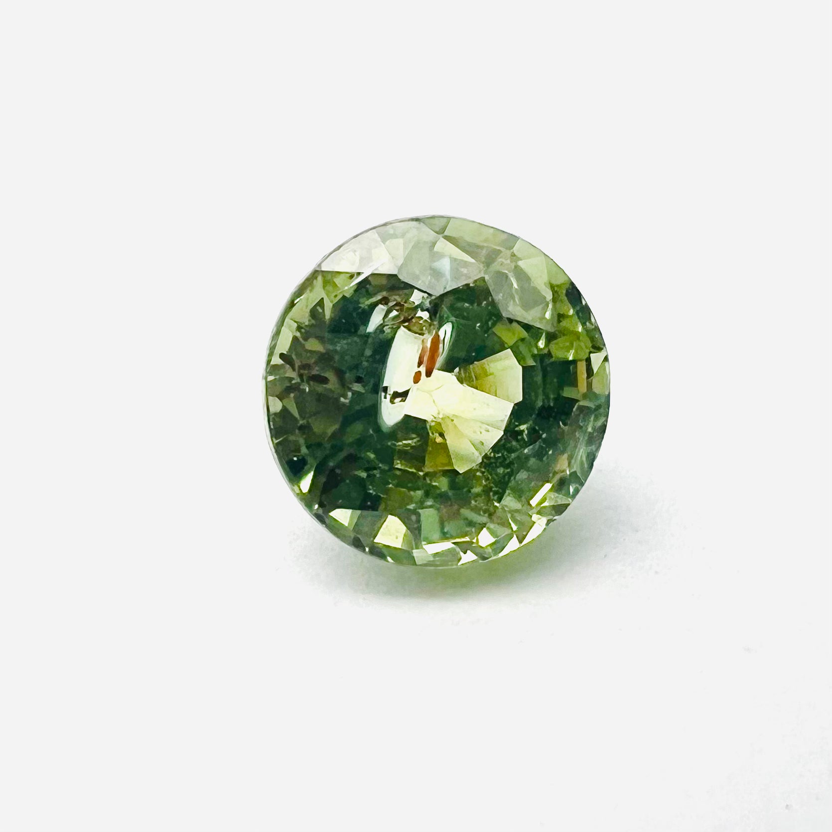 .85CTW Loose Round Green Sapphire 5.15x3.6mm Earth mined Gemstone