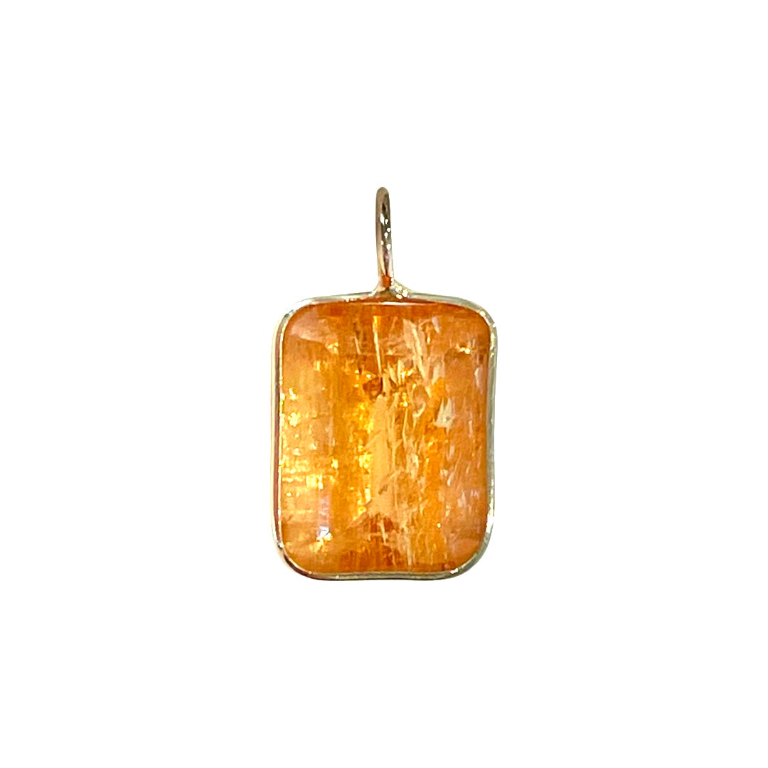 Natural Imperial Topaz 14K Yellow Gold Pendant Charm 16x9.5mm