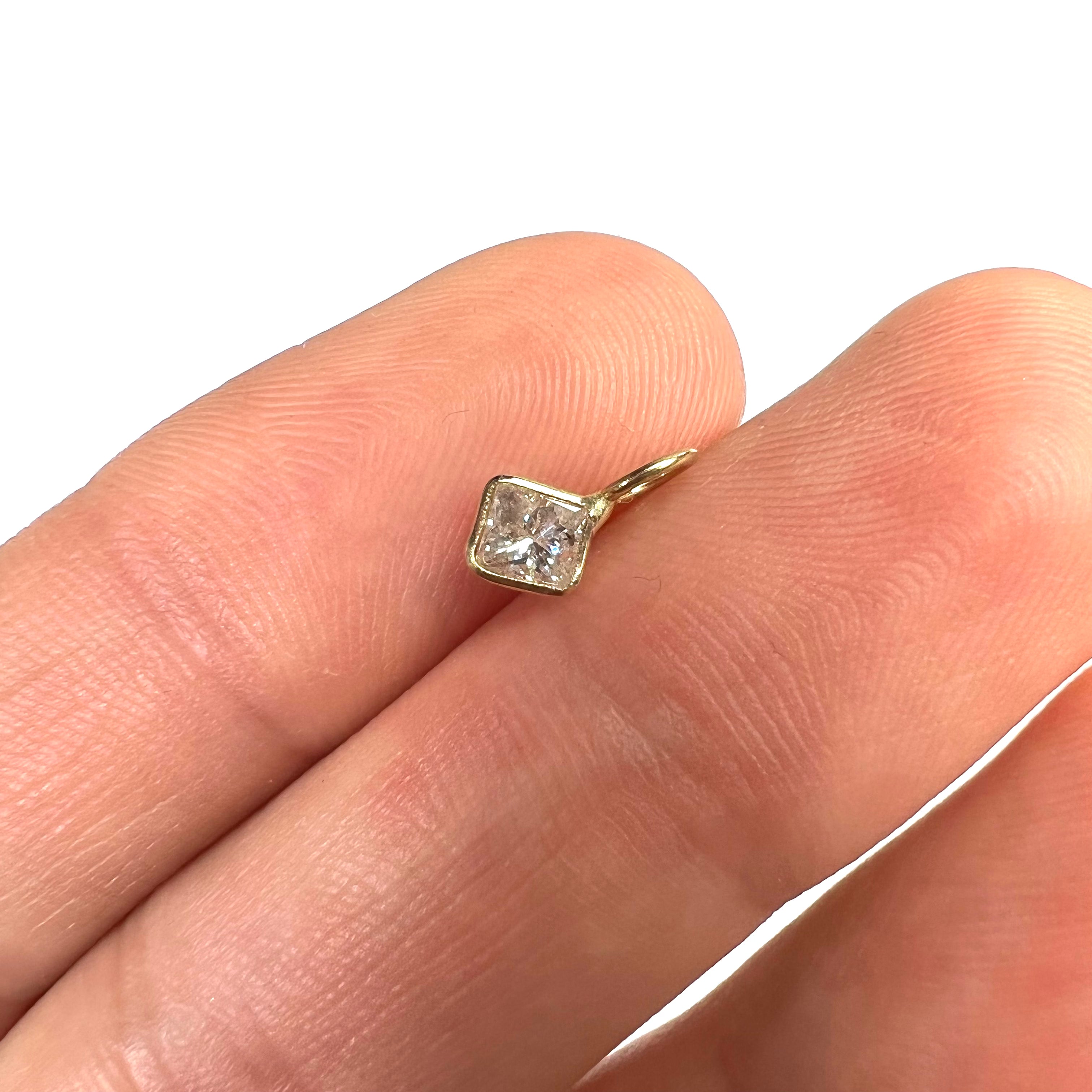 .27ct Princess Cut Diamond Pendant Charm 14K Gold 9x5mm