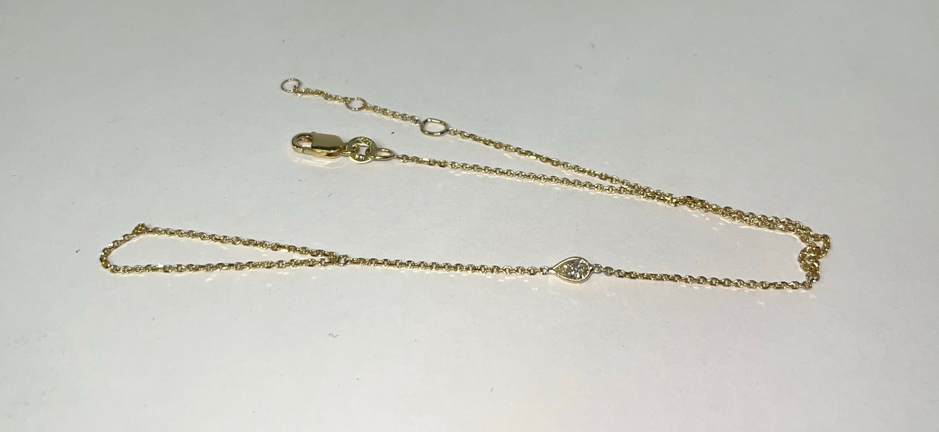 Yellow Pear Diamond Hand Chain in Solid 14K Yellow Gold