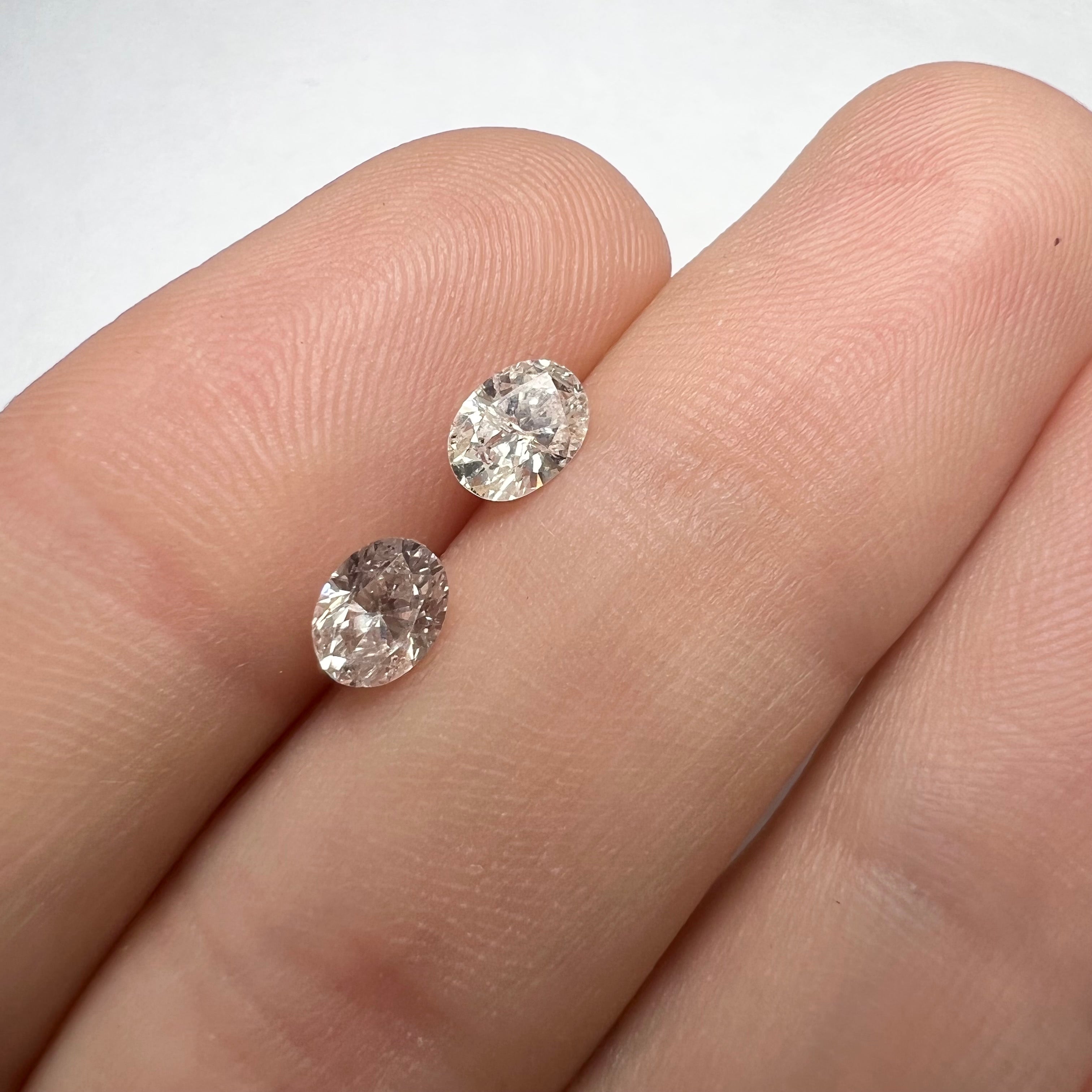.90CT Pair of Natural Oval Cut Diamonds I1 Brown Pink/L Natural and Earth mined