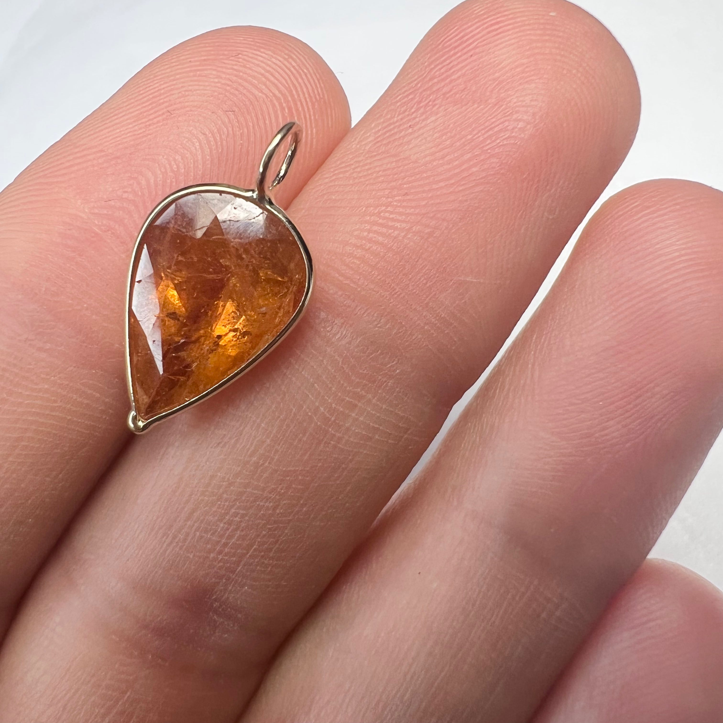 6.2CT Natural Pear Topaz 14K Yellow Gold Charm Pendant 10x7mm