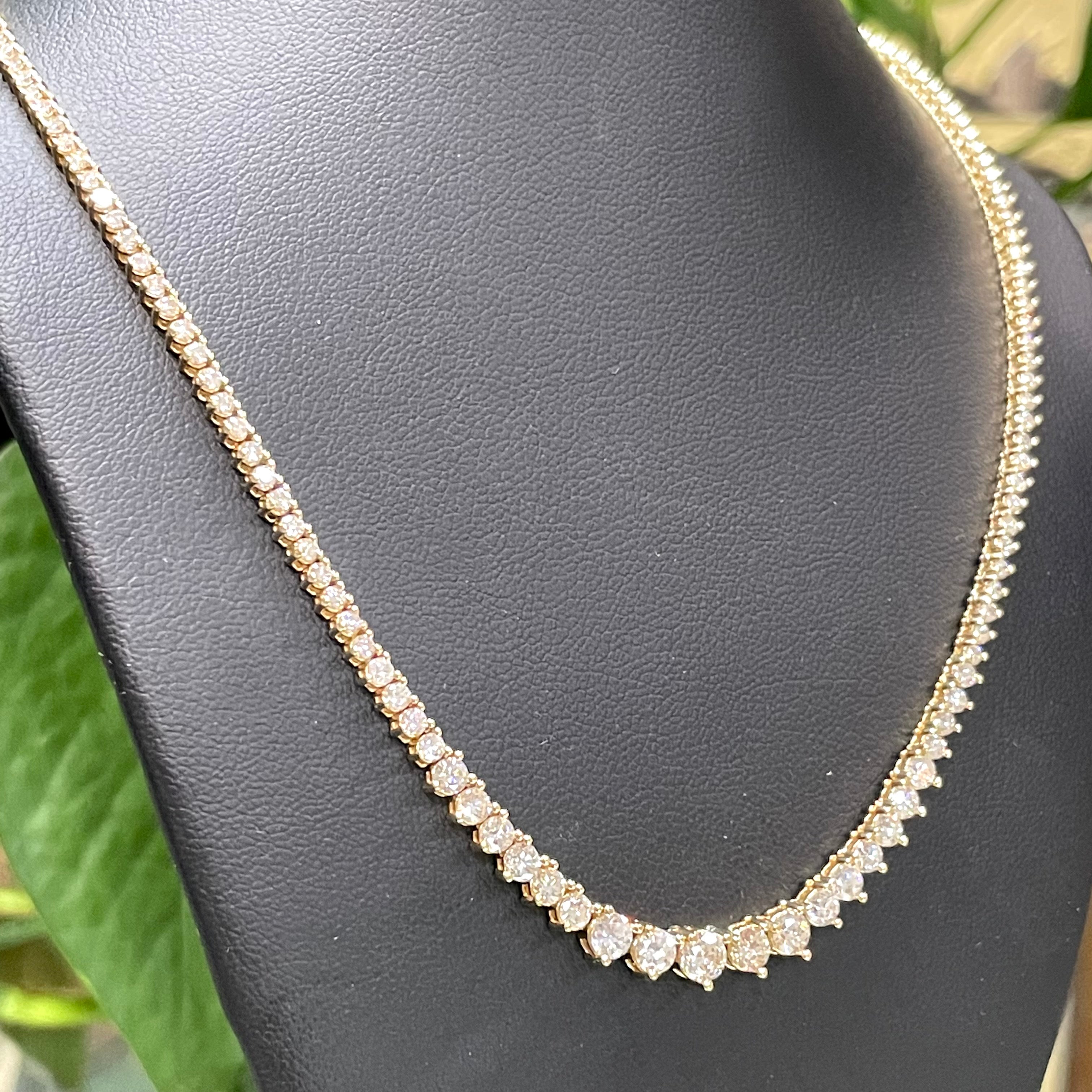 6.82CTW Diamond Riviera Necklace in solid 18k Yellow Gold