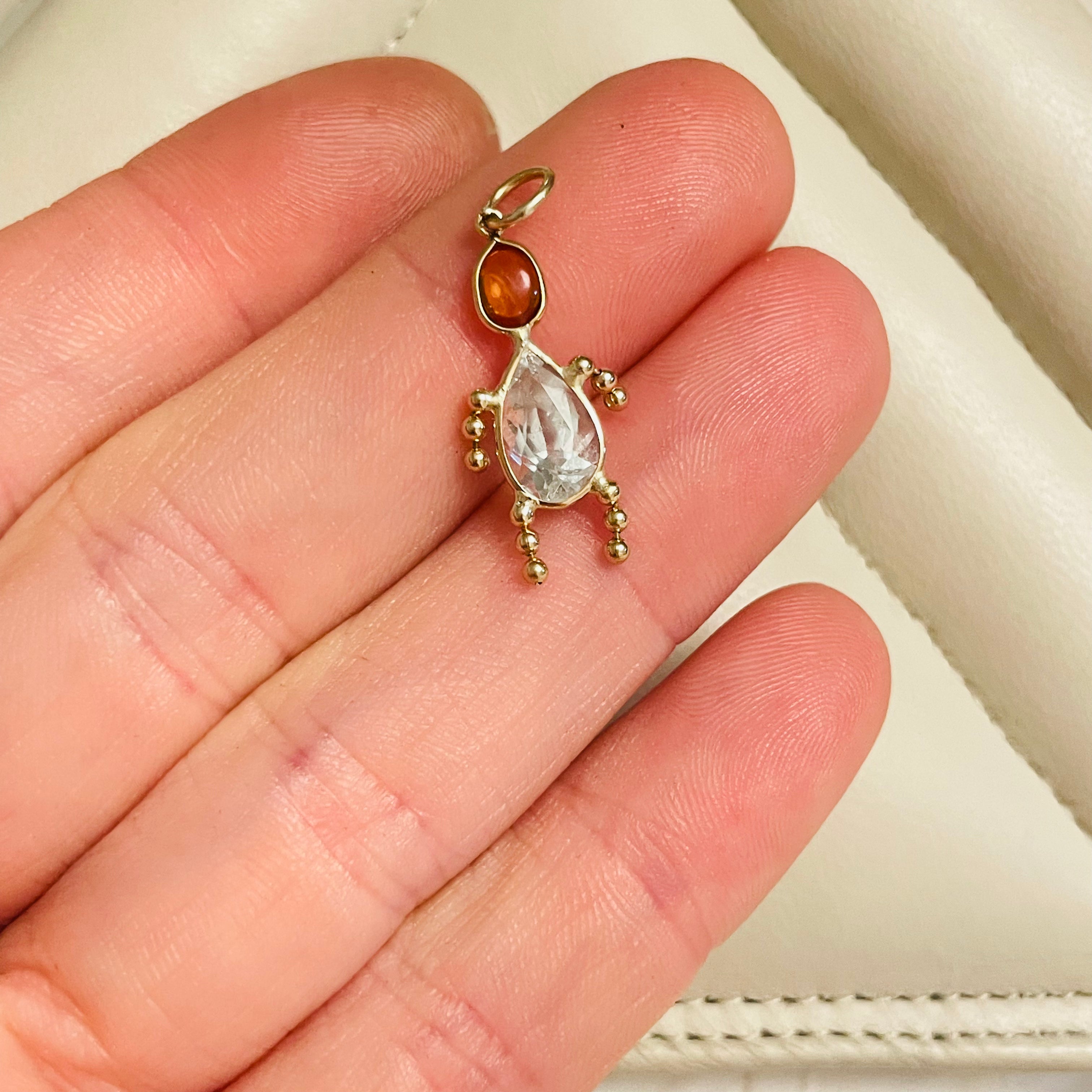 Topaz Aquamarine Gem Doll 14K Yellow Gold