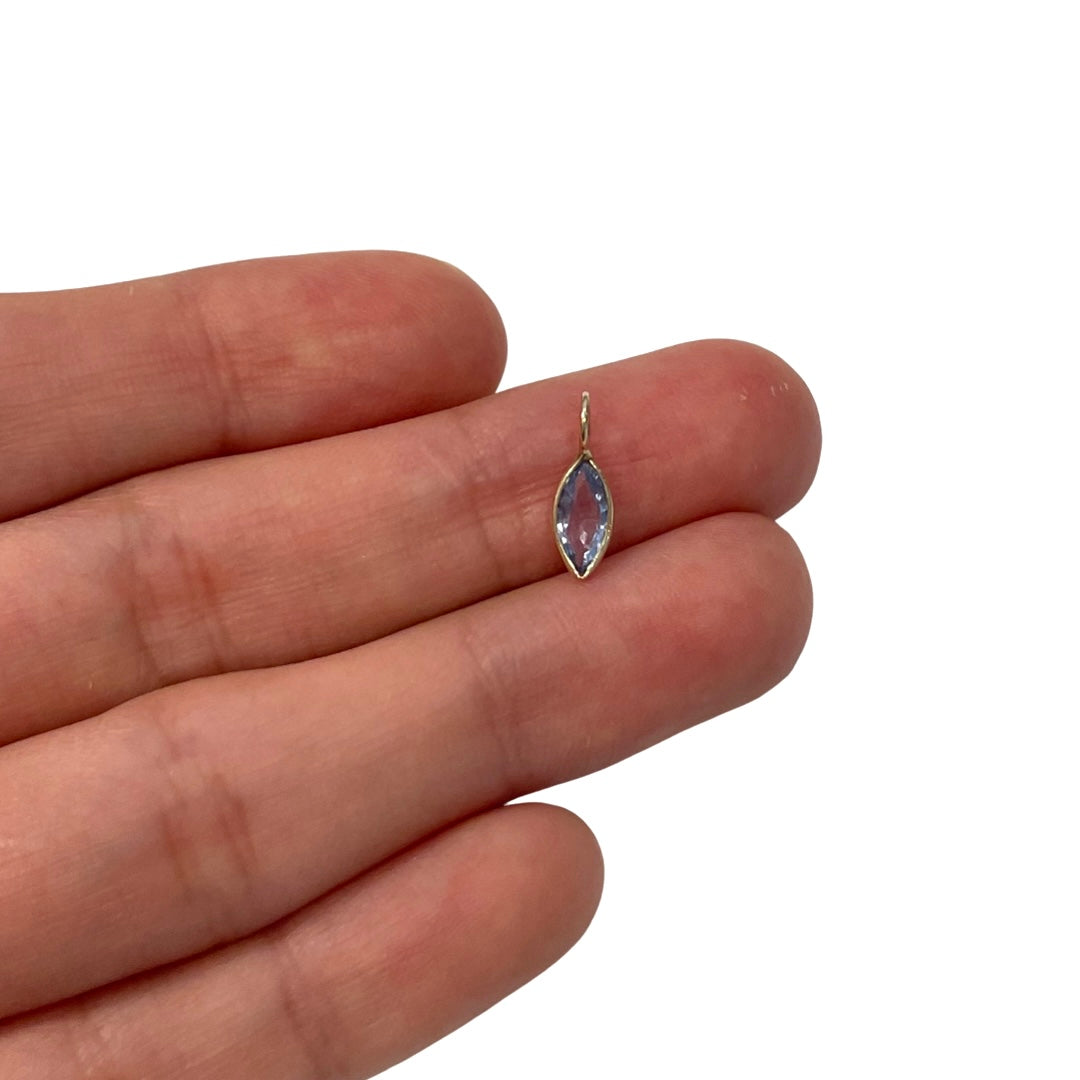 Natural Marquise Sapphire 14K Yellow Gold Pendant Charm 13x4mm