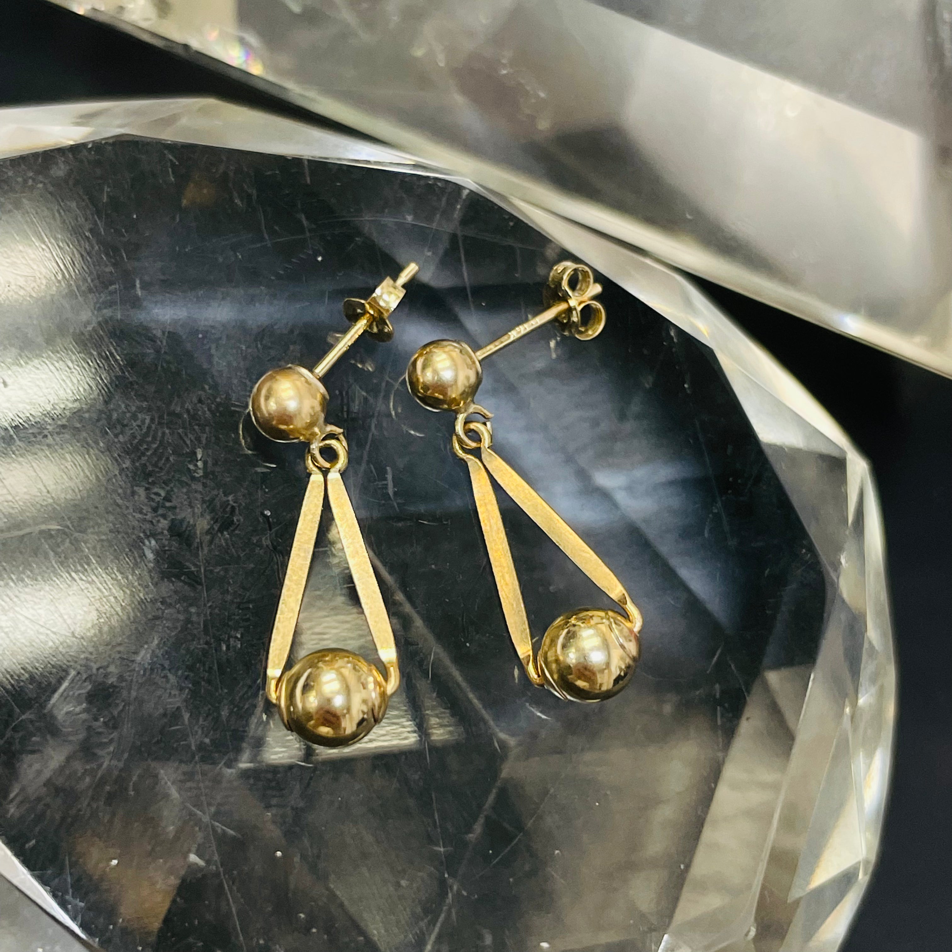 14K Yellow Gold .75" Ball Drop Earrings