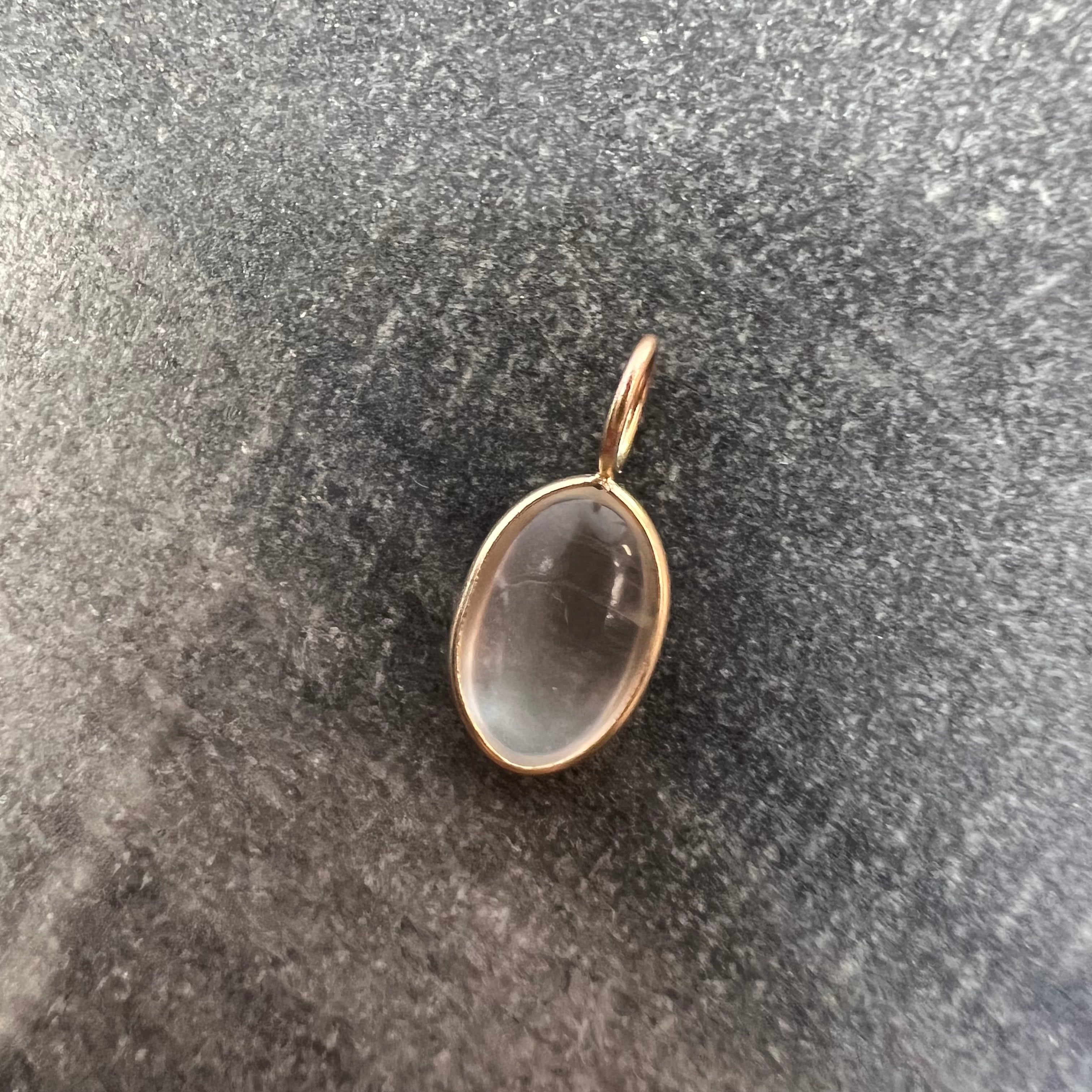 Cabochon Moonstone 14K Yellow Gold Pendant Charm 15.33x6.85x3.07mm