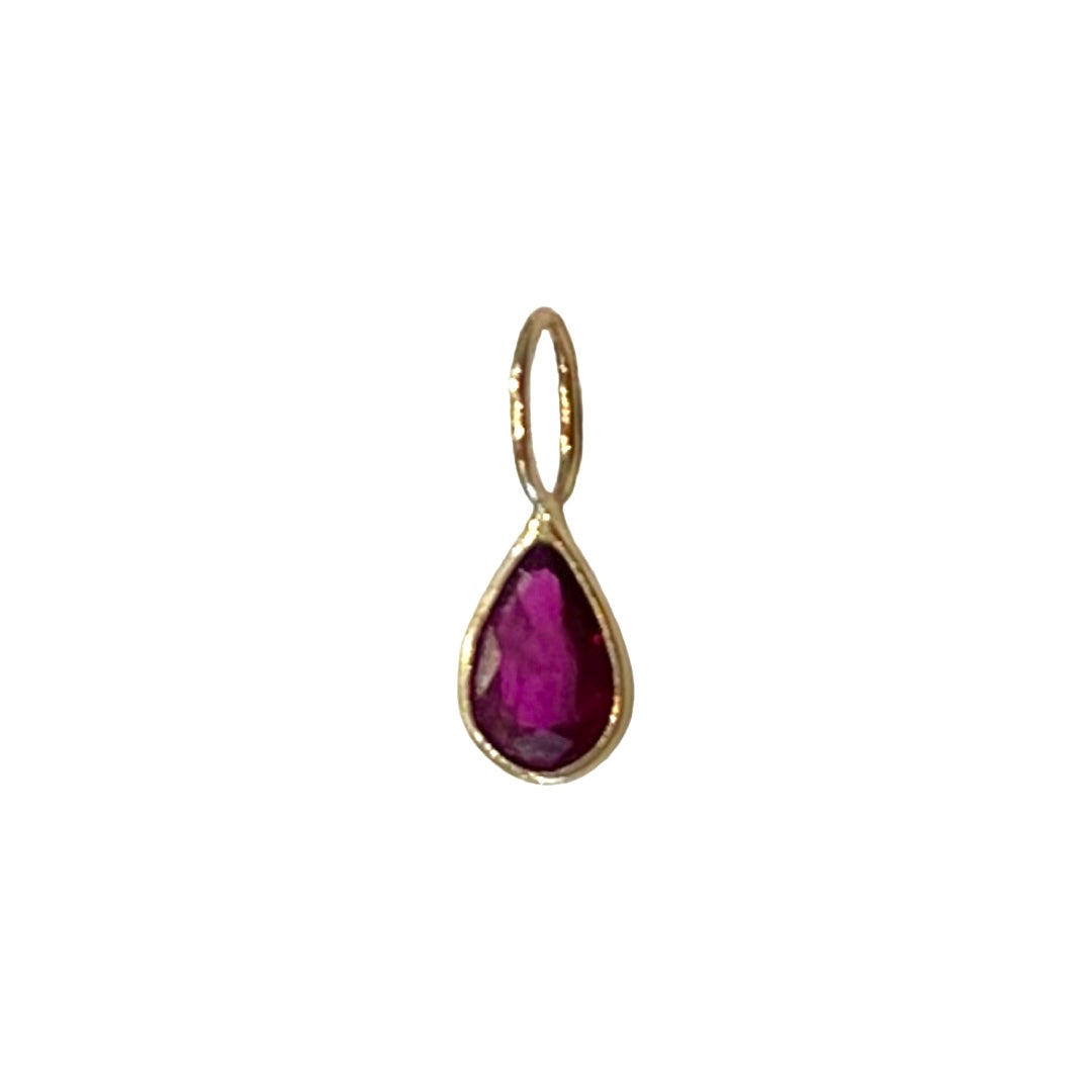 Natural Pear Ruby 14K Yellow Gold Pendant Charm 11x4mm