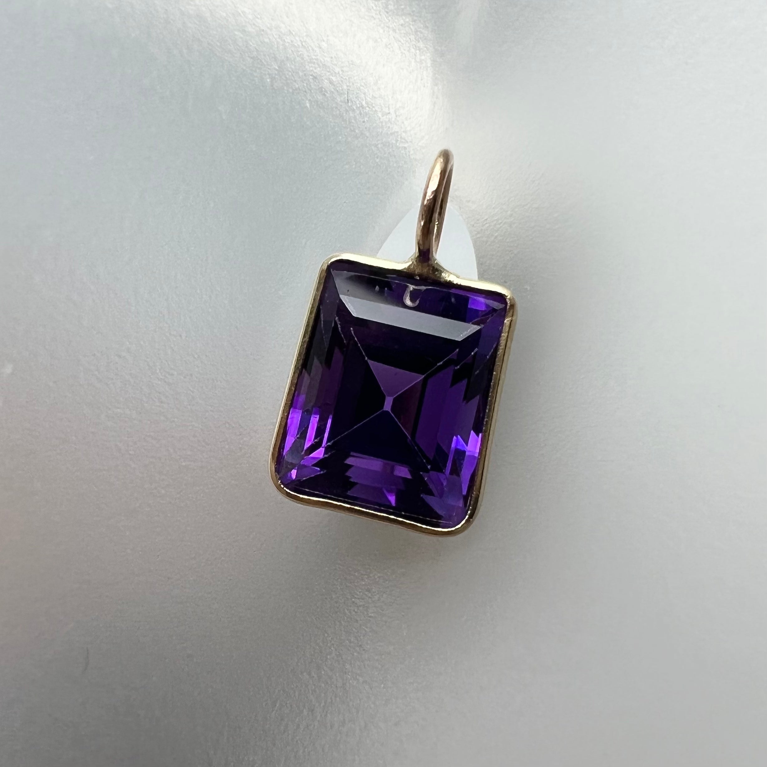 2.06 CT Natural Amethyst 14K Yellow Gold Pendant Charm 13x7.5mm