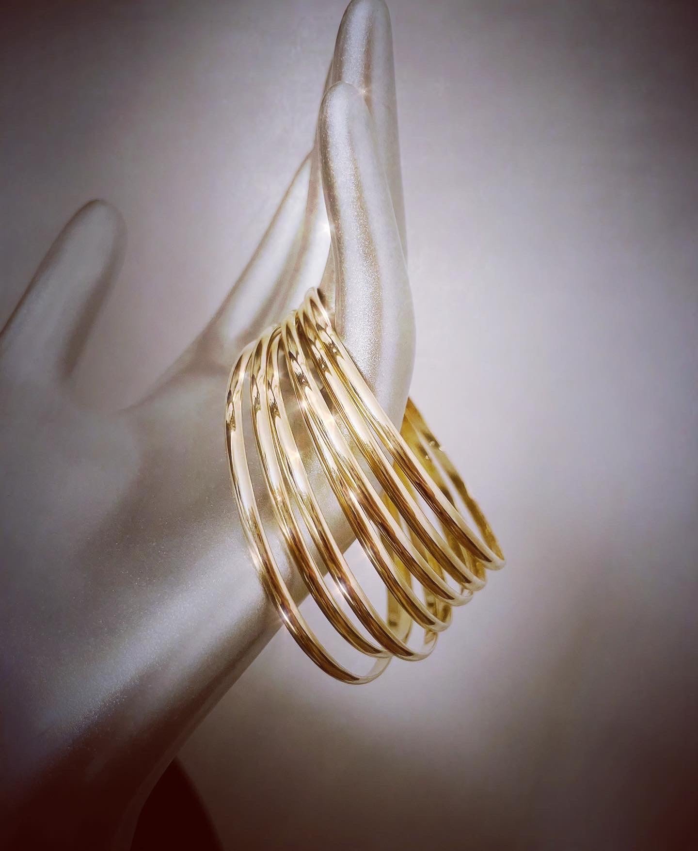 Seven Bangle Semanario 14K Solid Yellow Gold Set