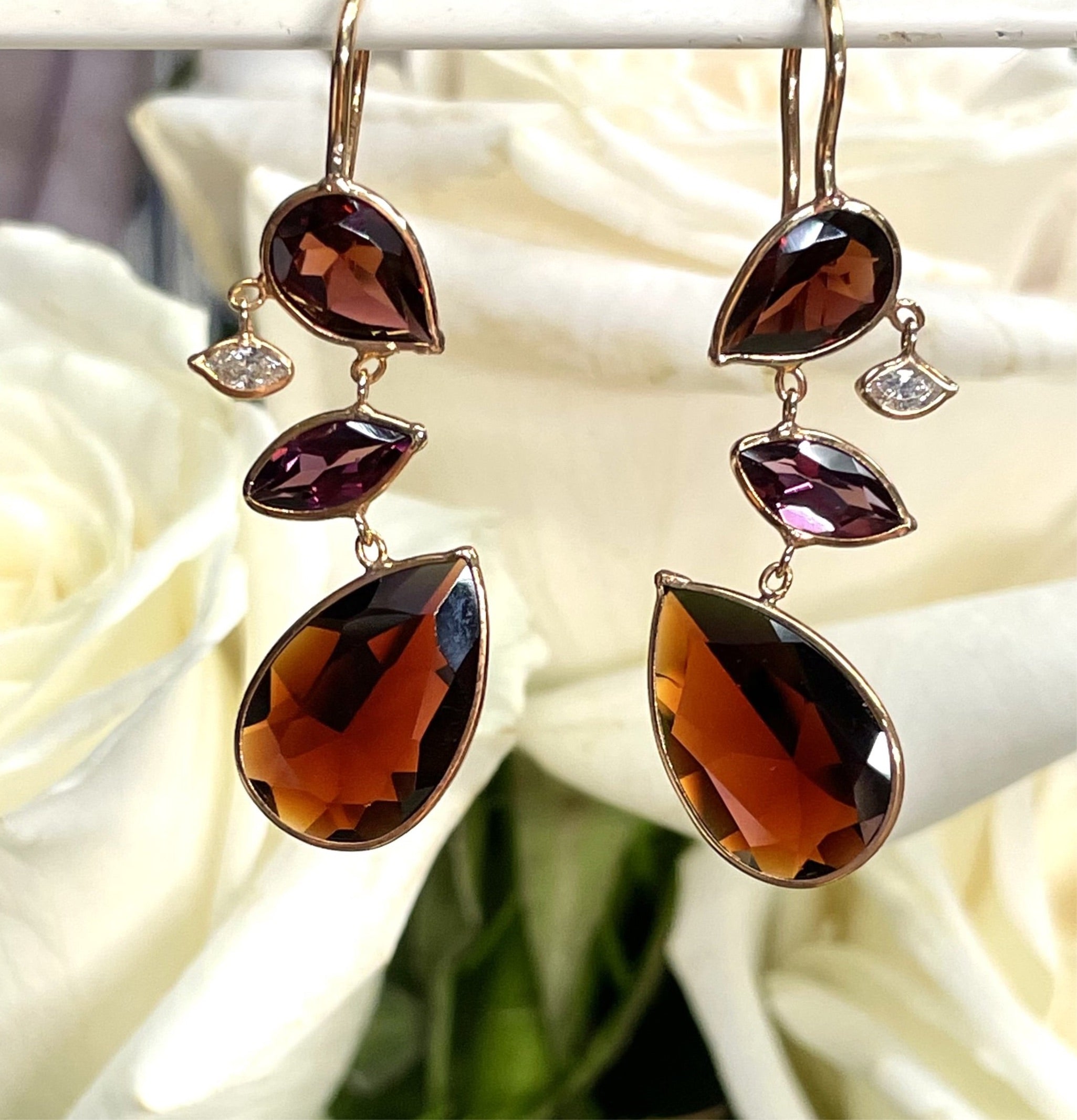 Garnet Diamond Earrings