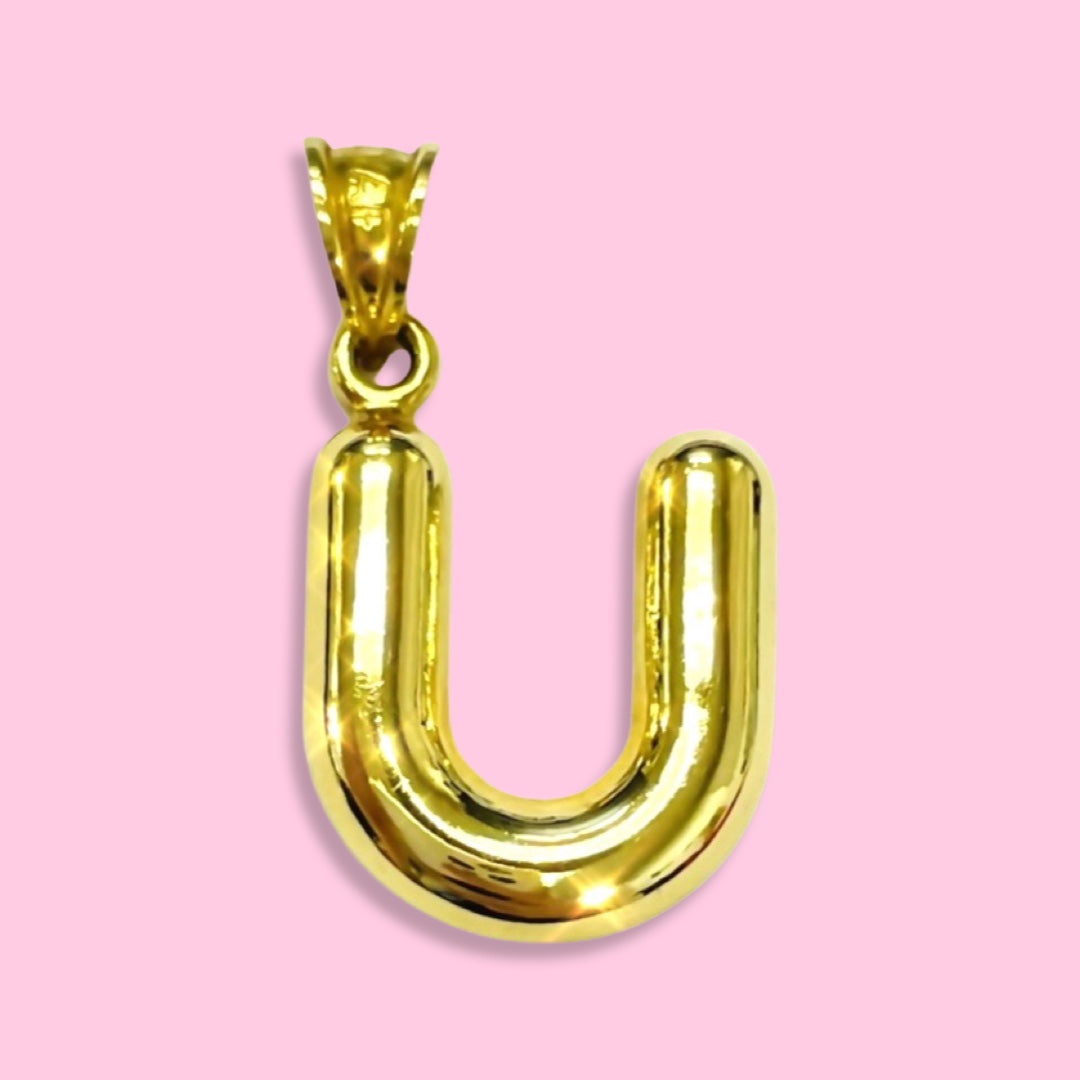 Puffy Balloon Letter 10K Yellow Gold Pendants