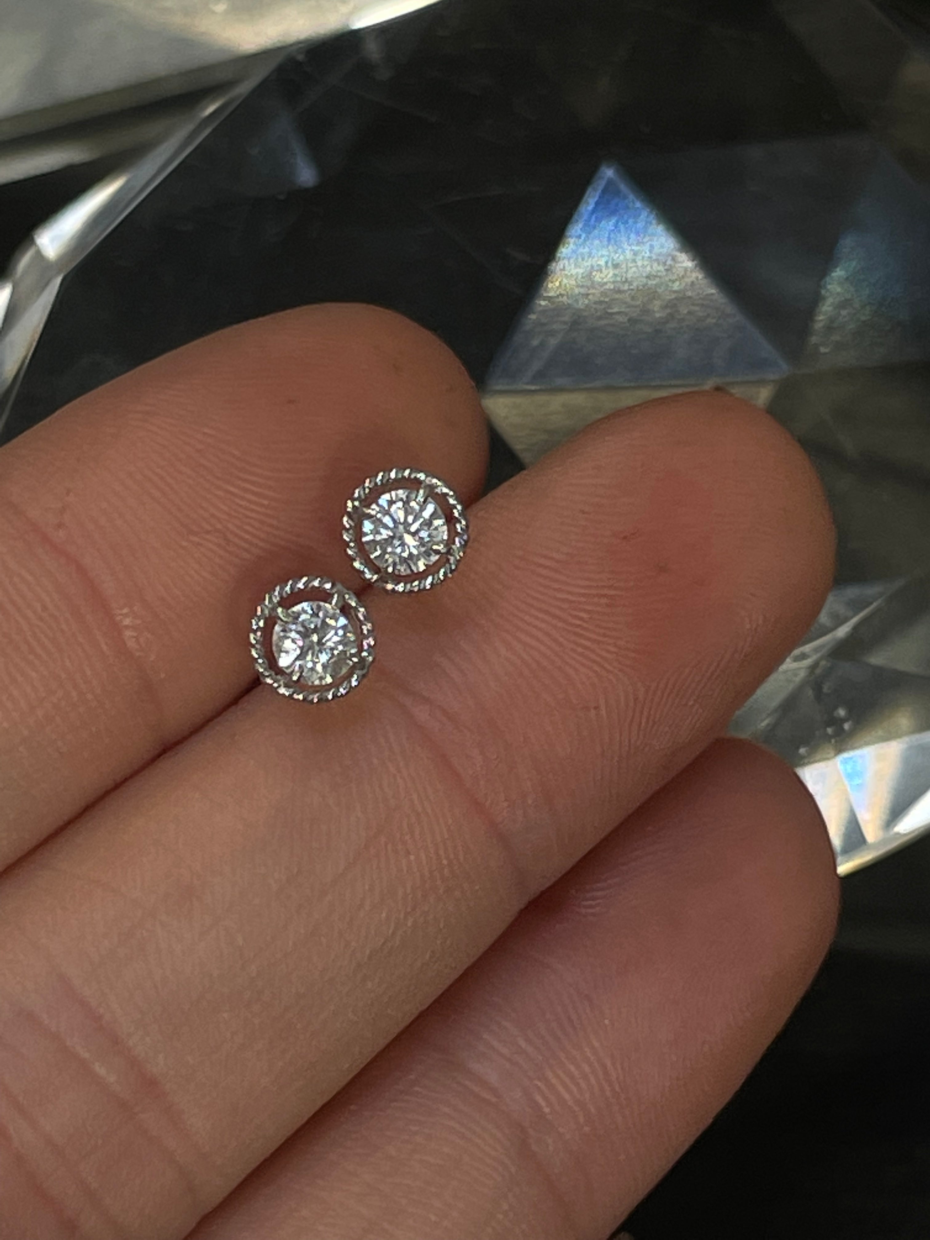 .40CT Round Cut Diamond G SI1 14K White Gold Framed Earring Studs