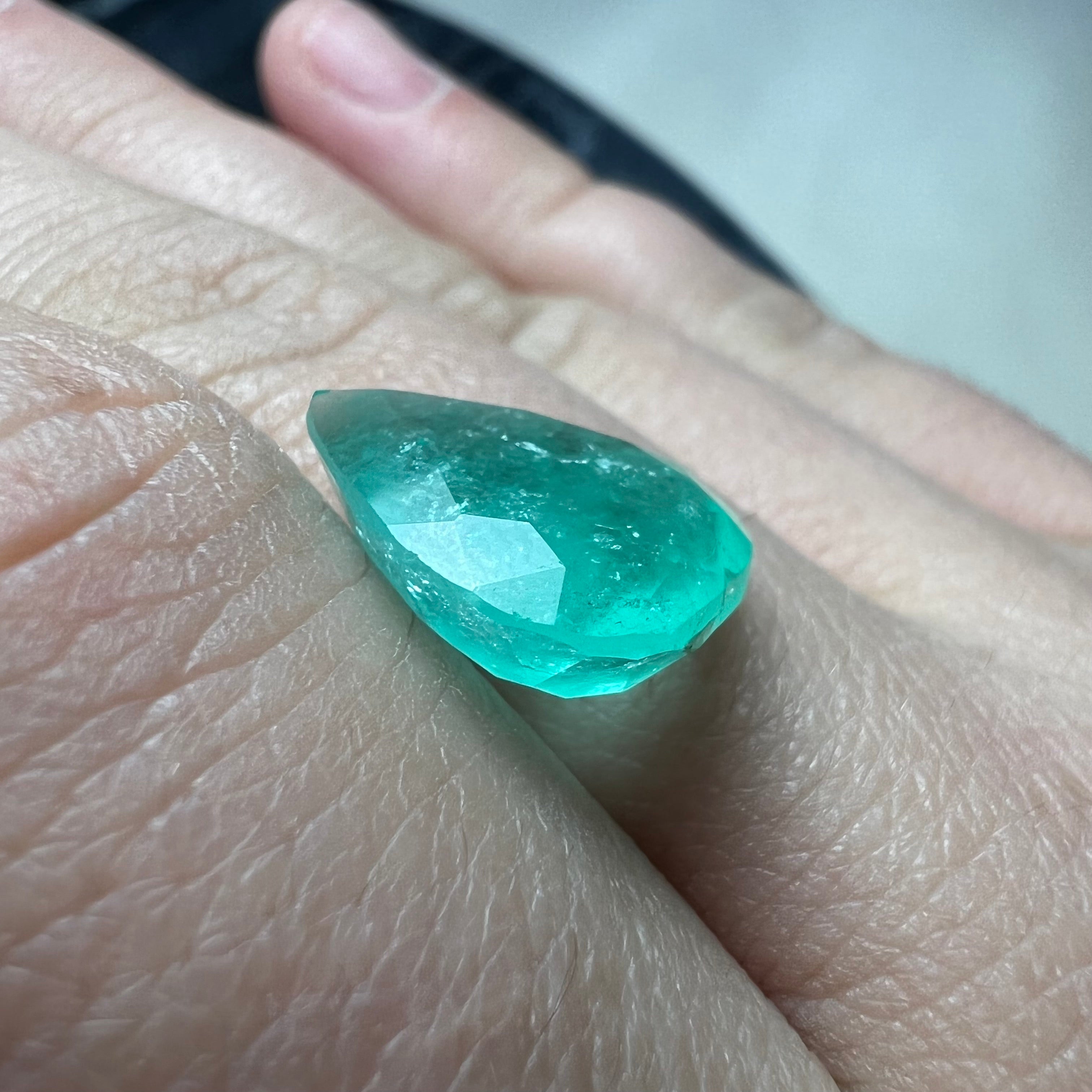 6.14CT Natural Colombian Emerald Loose Pear Cut 14x11