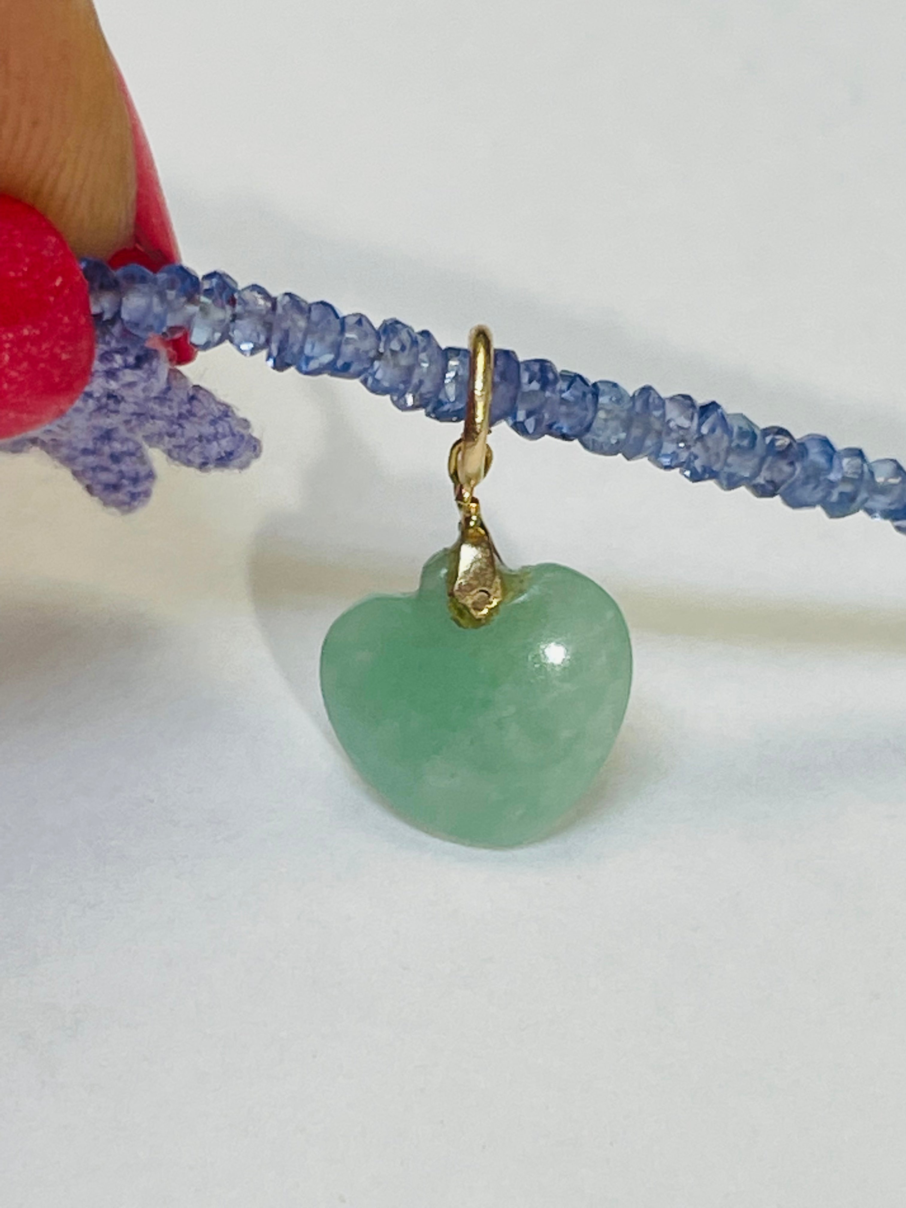 Green Jade Heart 14K Charm