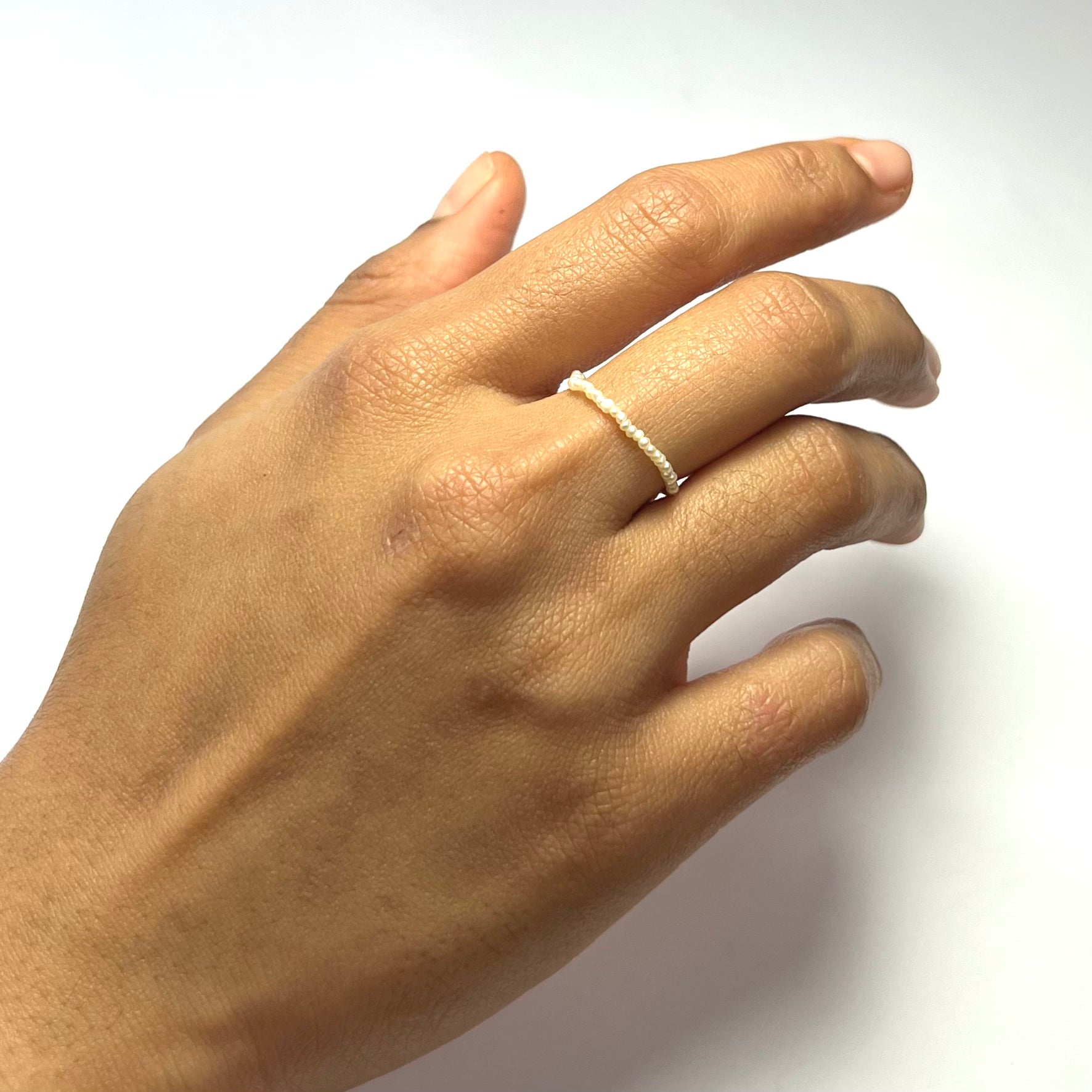 Natural Seed Pearl Eternity Ring Size 5 - 7