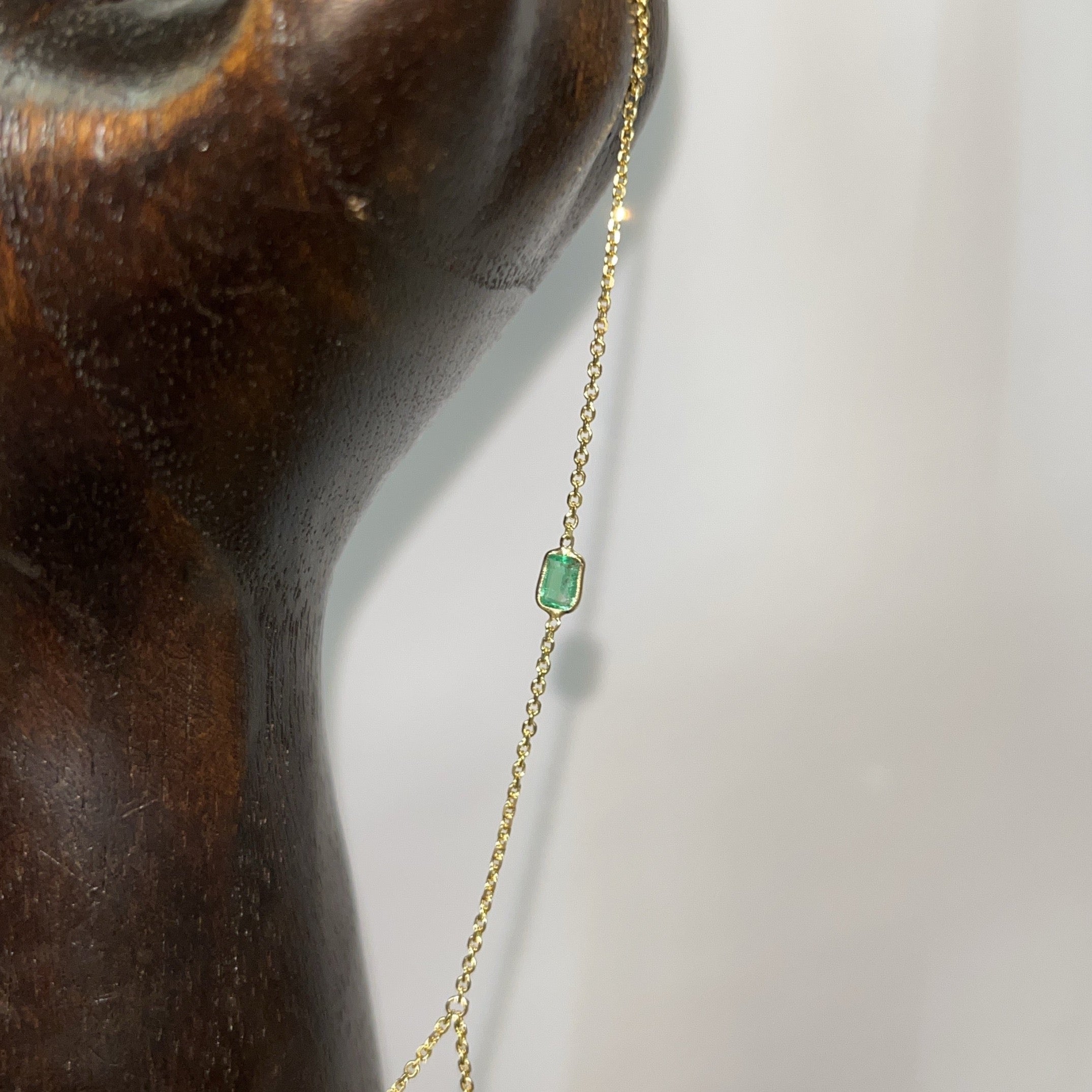 Colombian Emerald Handchain 14k Yellow Gold