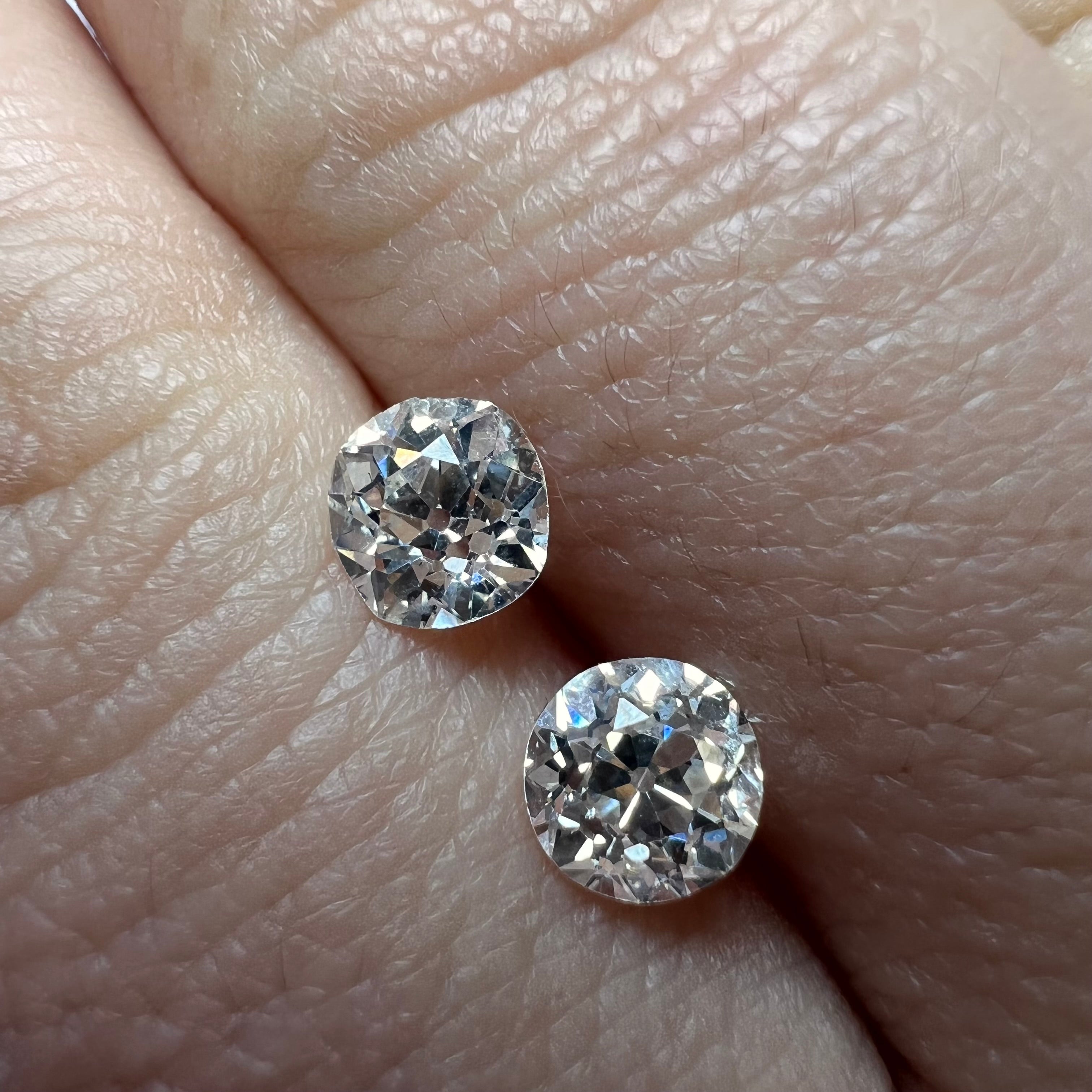 1.27CT Pair of Old Mine Cut Diamond I/J SI2/I1 5mm Natural Earth mined