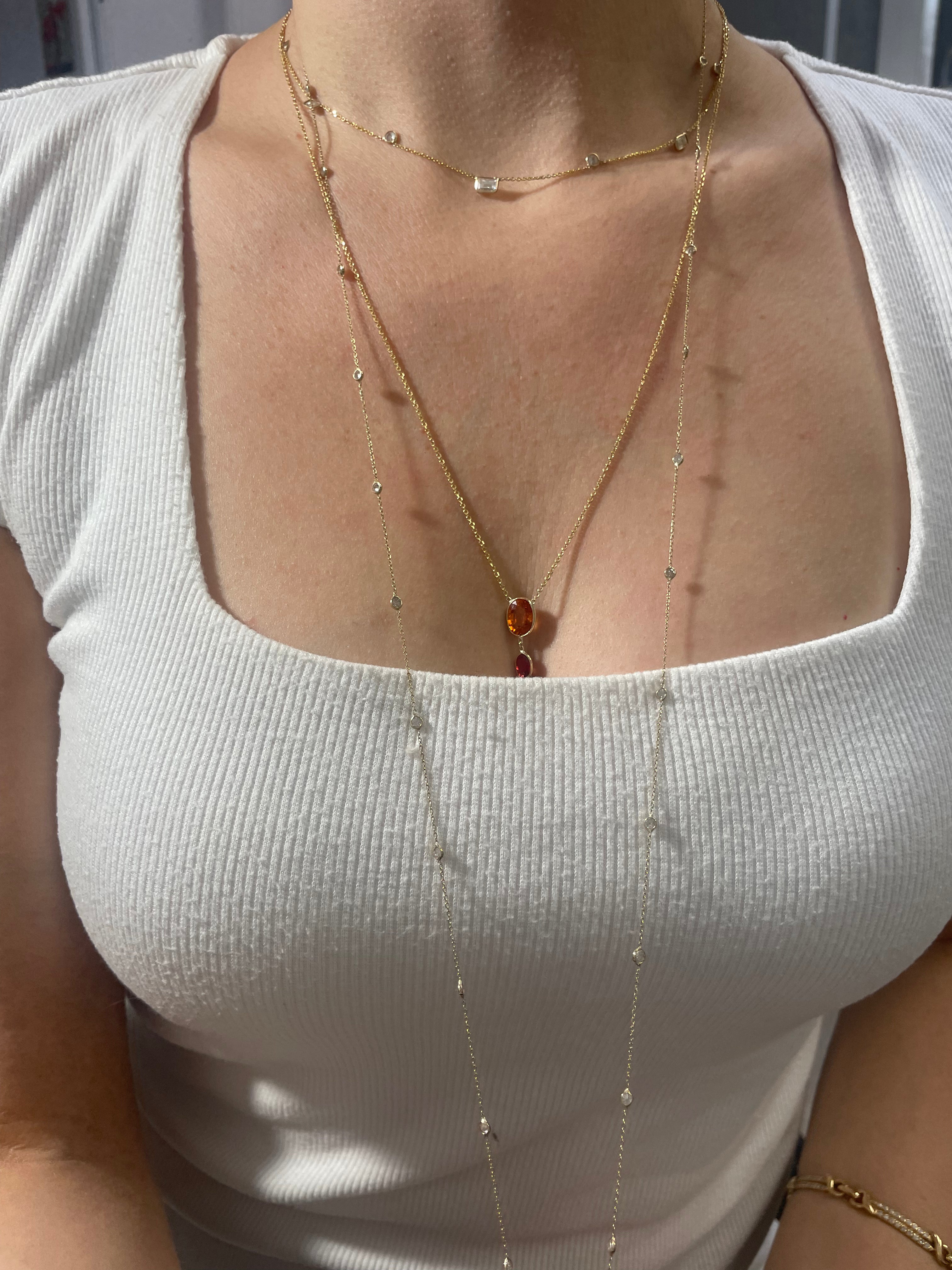 2CT Diamonds by the Yard 30 Stone 14K Yellow Gold Necklace 34”