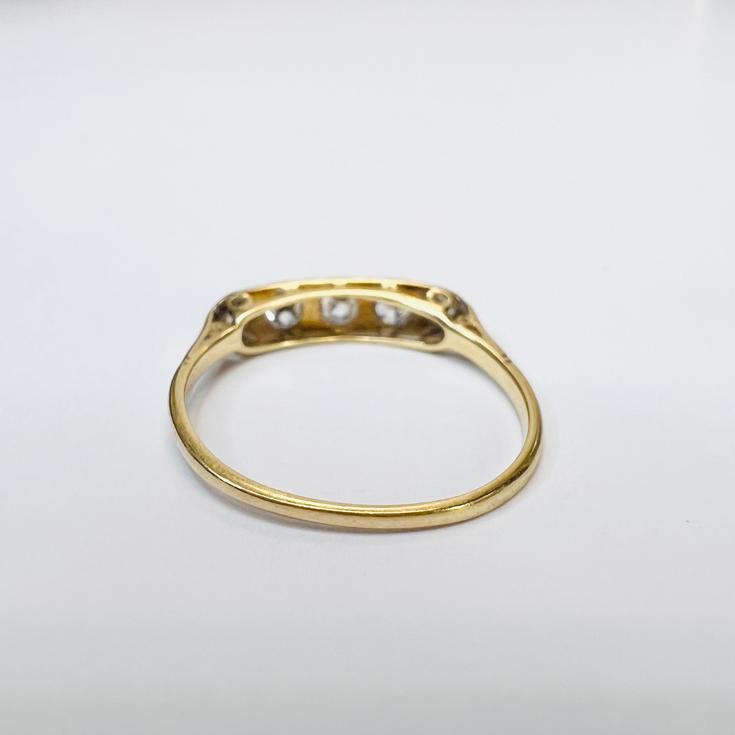 Antique 18K Yellow Gold and Platinum 0.45CTW Diamond Ring Band Size 8