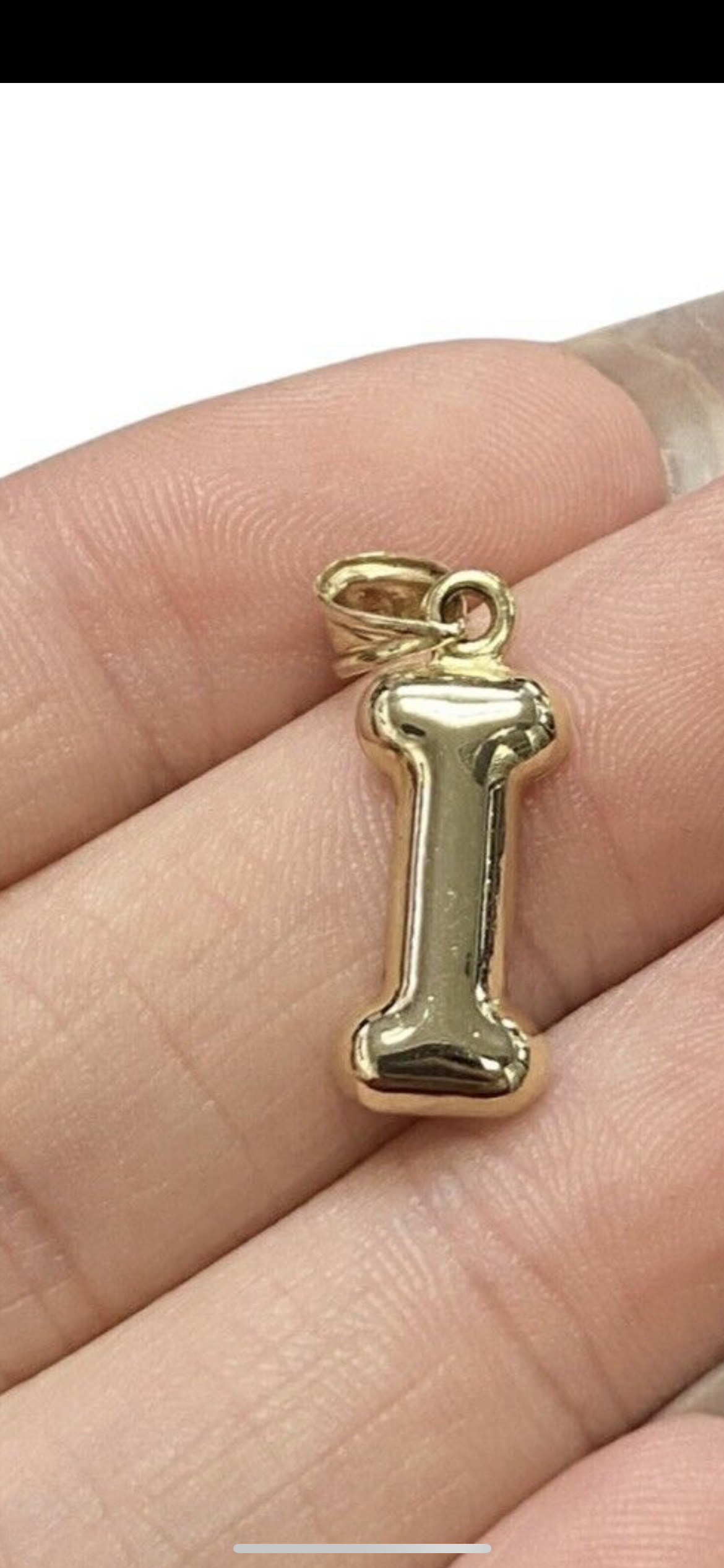 Initial I Puffy Balloon Letter 10K Yellow Gold Pendant