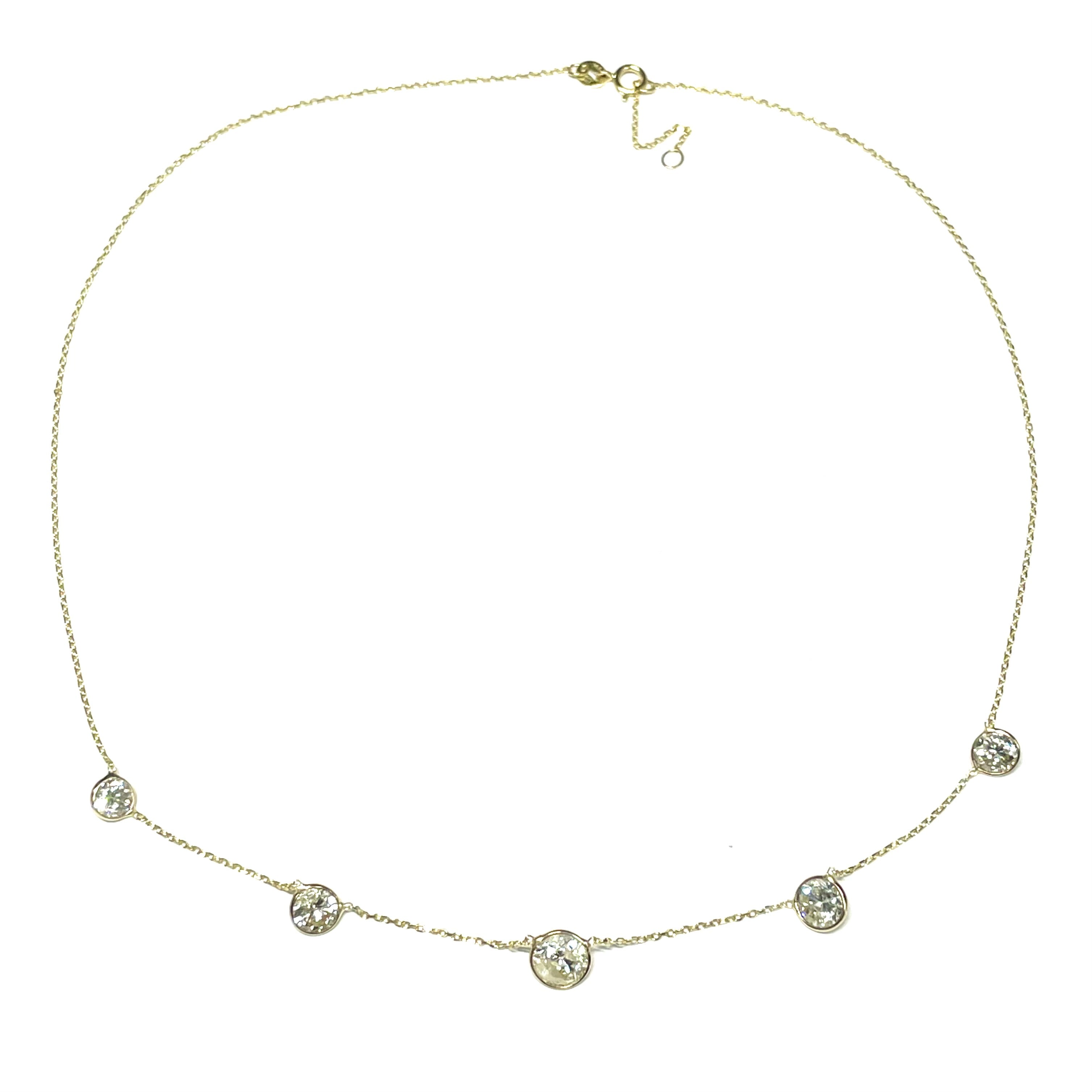 3.34CTW Diamond 14K Yellow Gold Necklace
