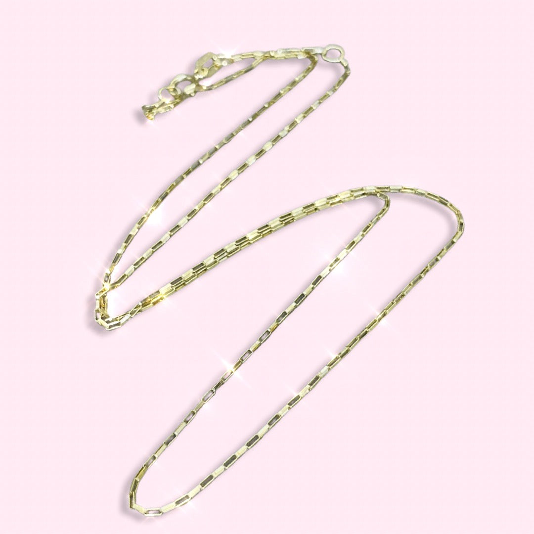 16-18" 1mm 14K Yellow Gold Paperclip Link Chain