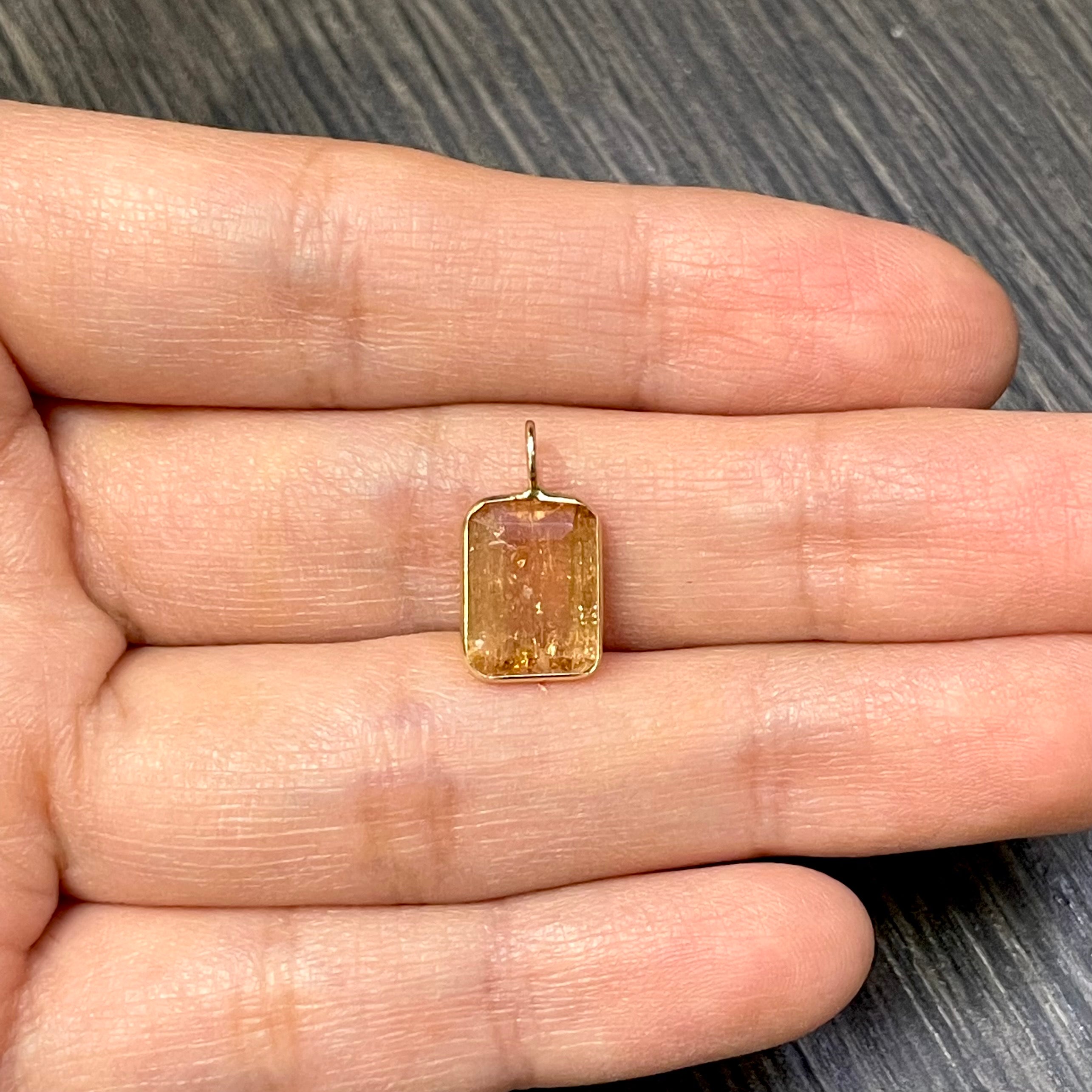 Natural Imperial Topaz 14K Yellow Gold Pendant Charm 16x8.5mm