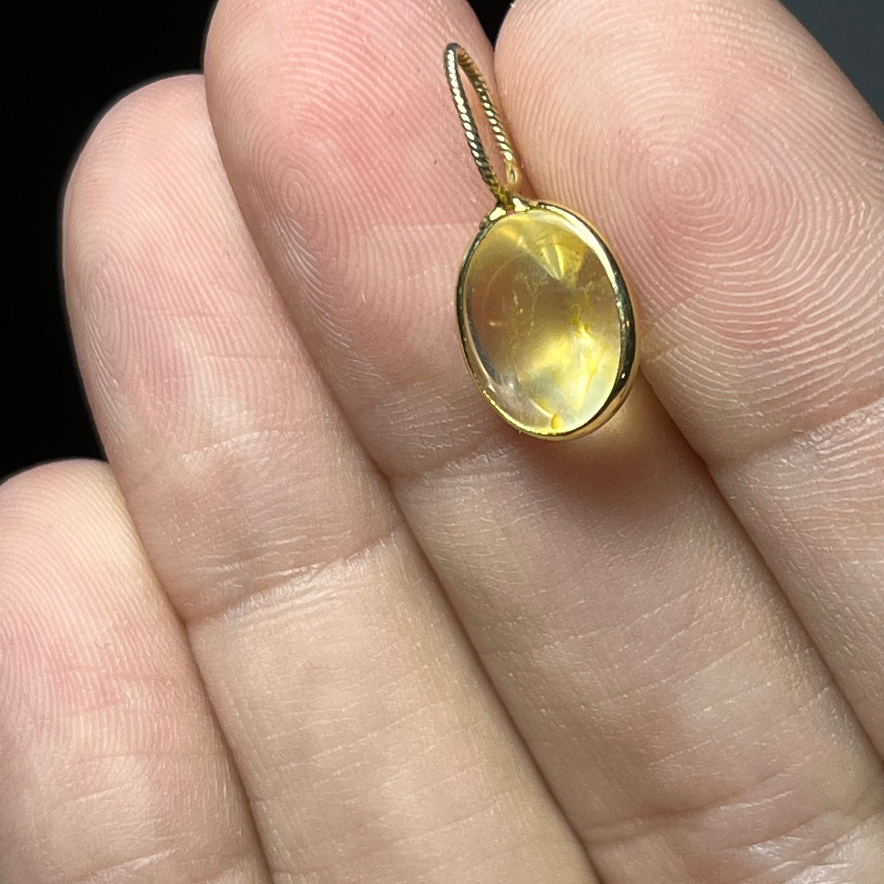 2.79ct Oval Yellow Agate 14K Yellow Gold Pendant Charm 18x12mm