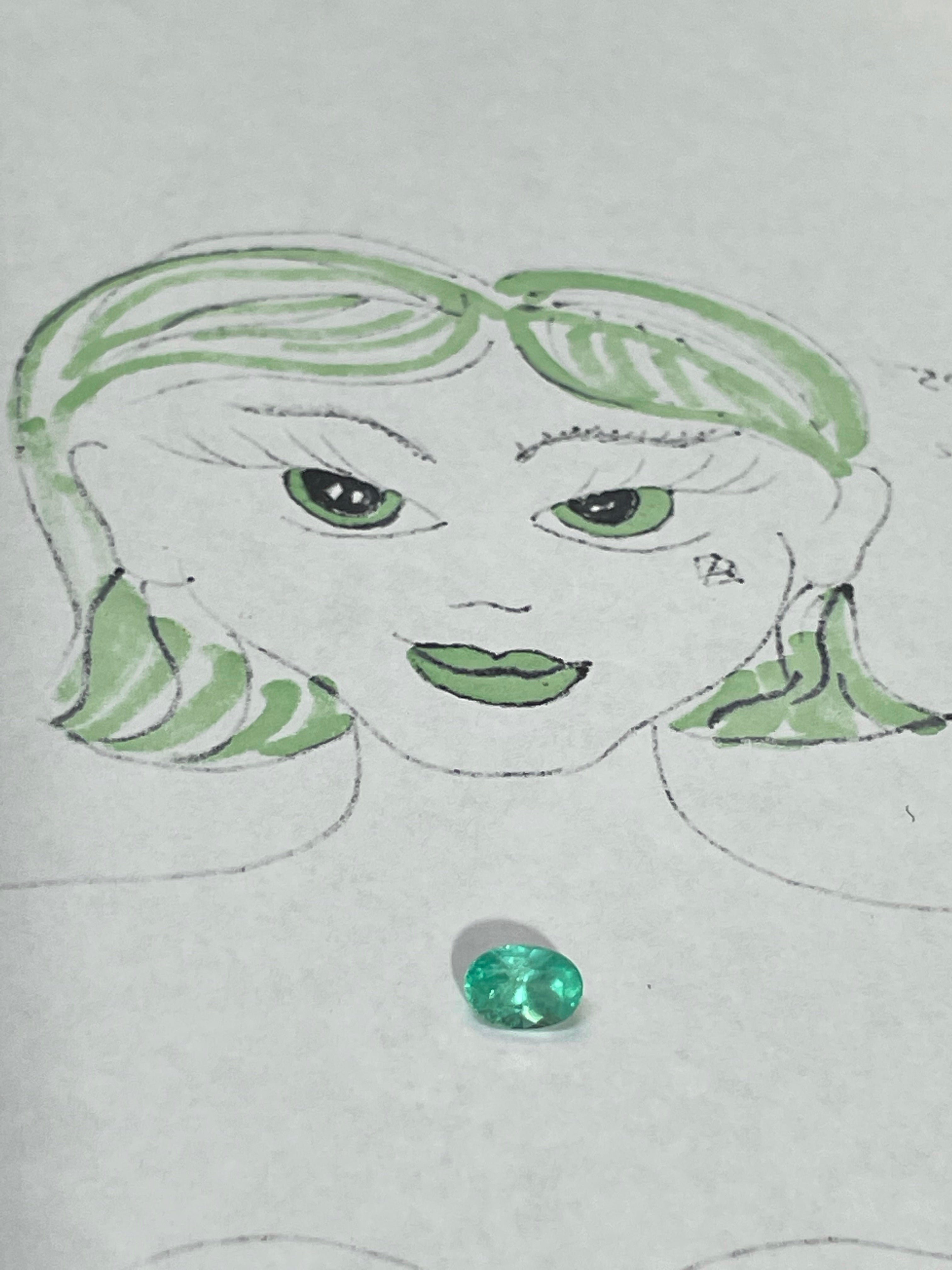 1.33CT Colombian Emerald Loose Oval Cut 8x6mm