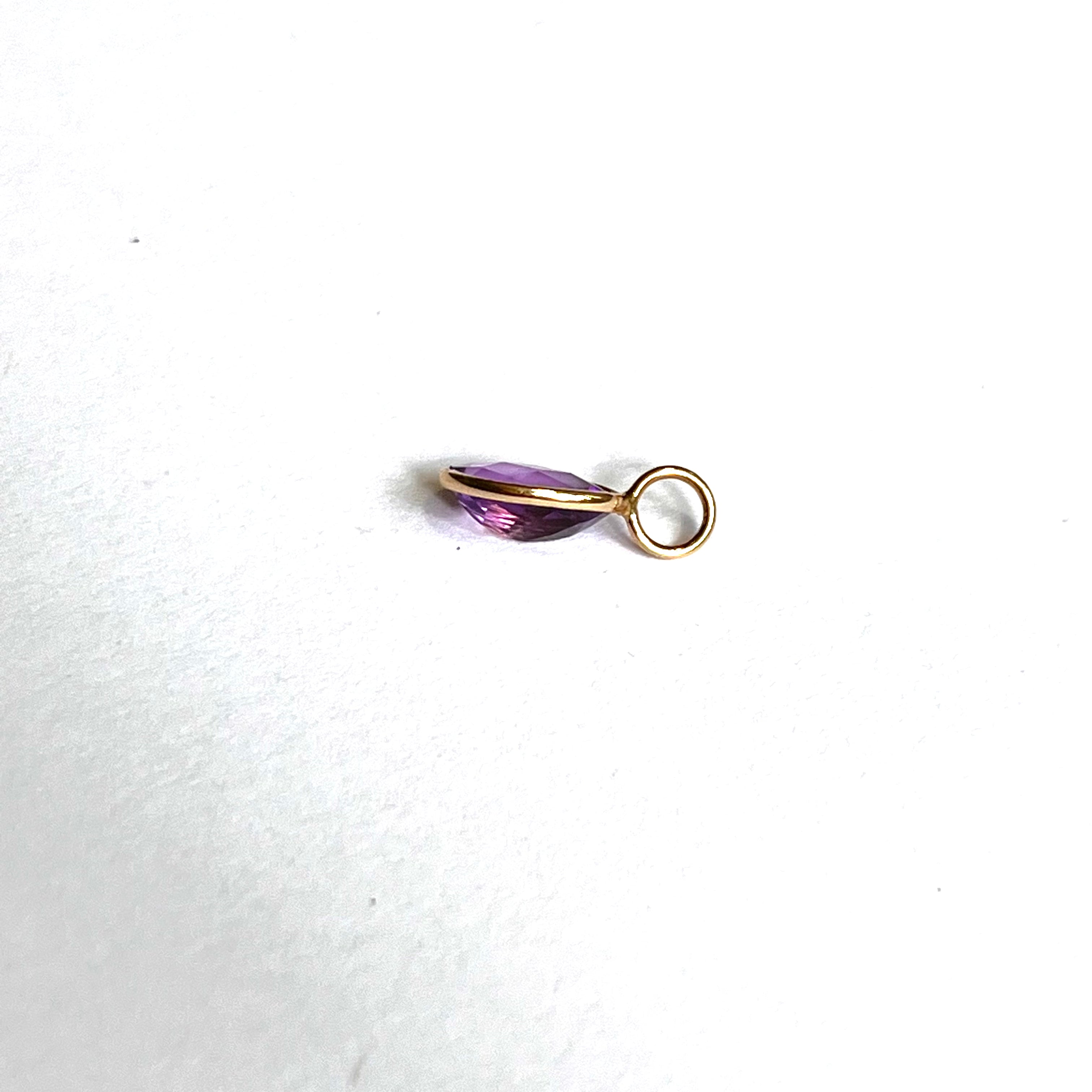 .83ct Natural Oval Amethyst 14K Yellow Gold Pendant Charm 13x6mm