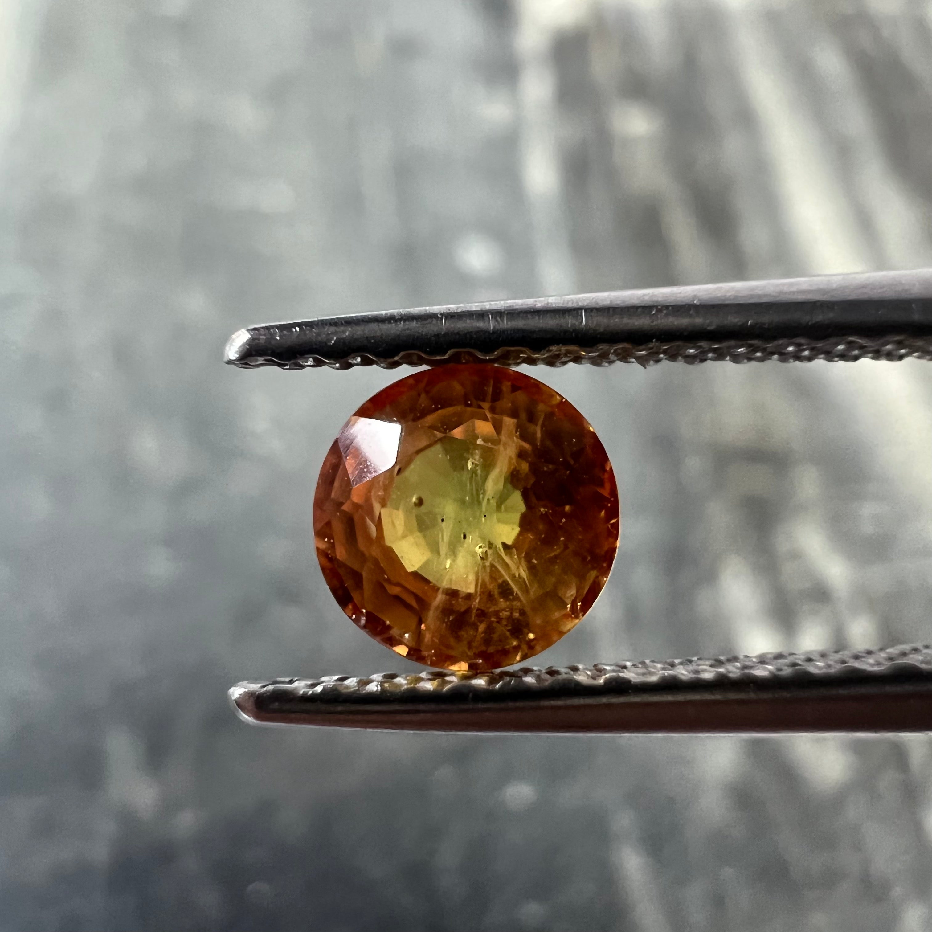 .90CTW Loose Round Orange Sapphire 5.31x3.52mm Earth mined Gemstone