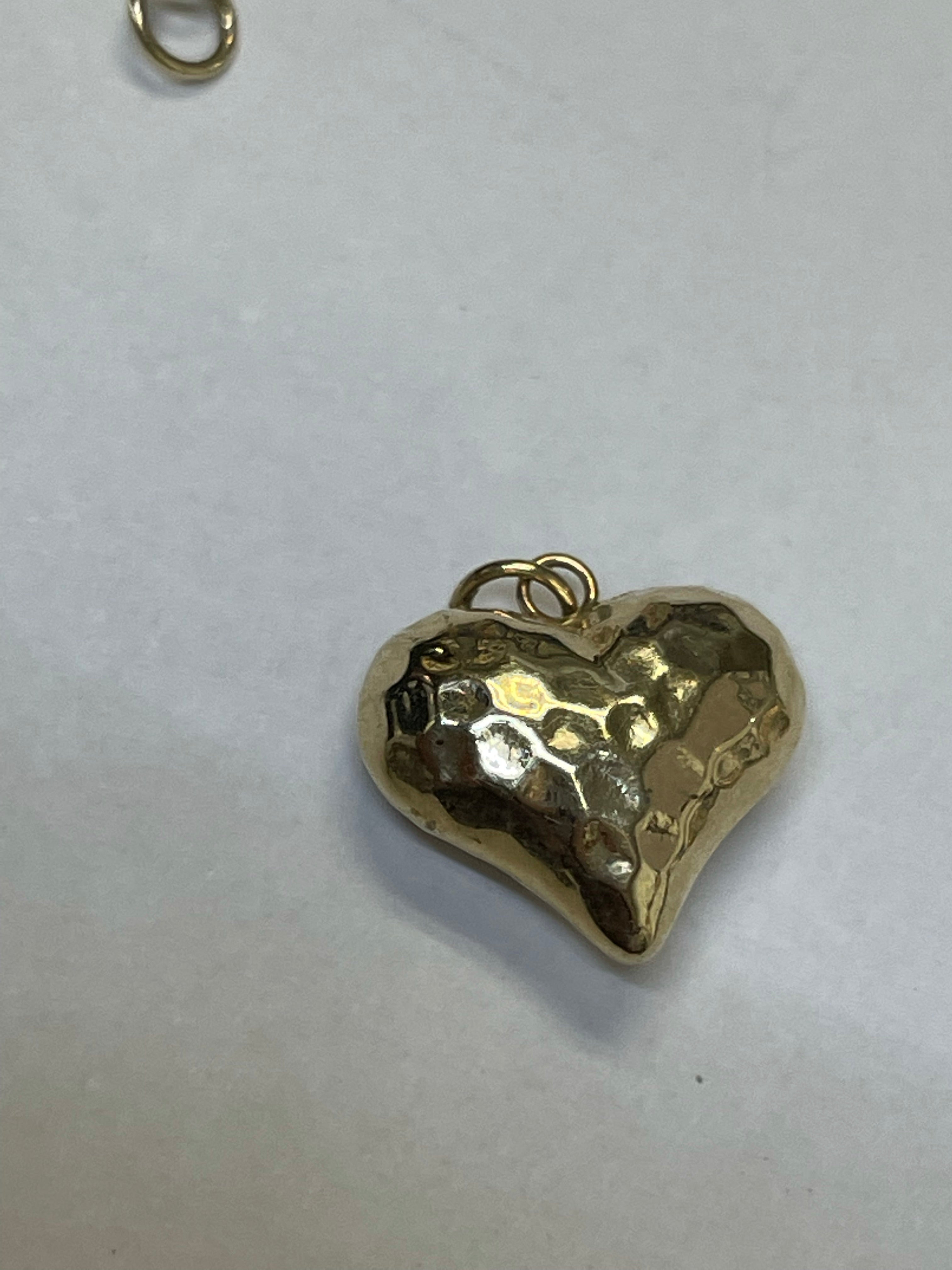14K Yellow Gold Puffy Heart Pendant Charm