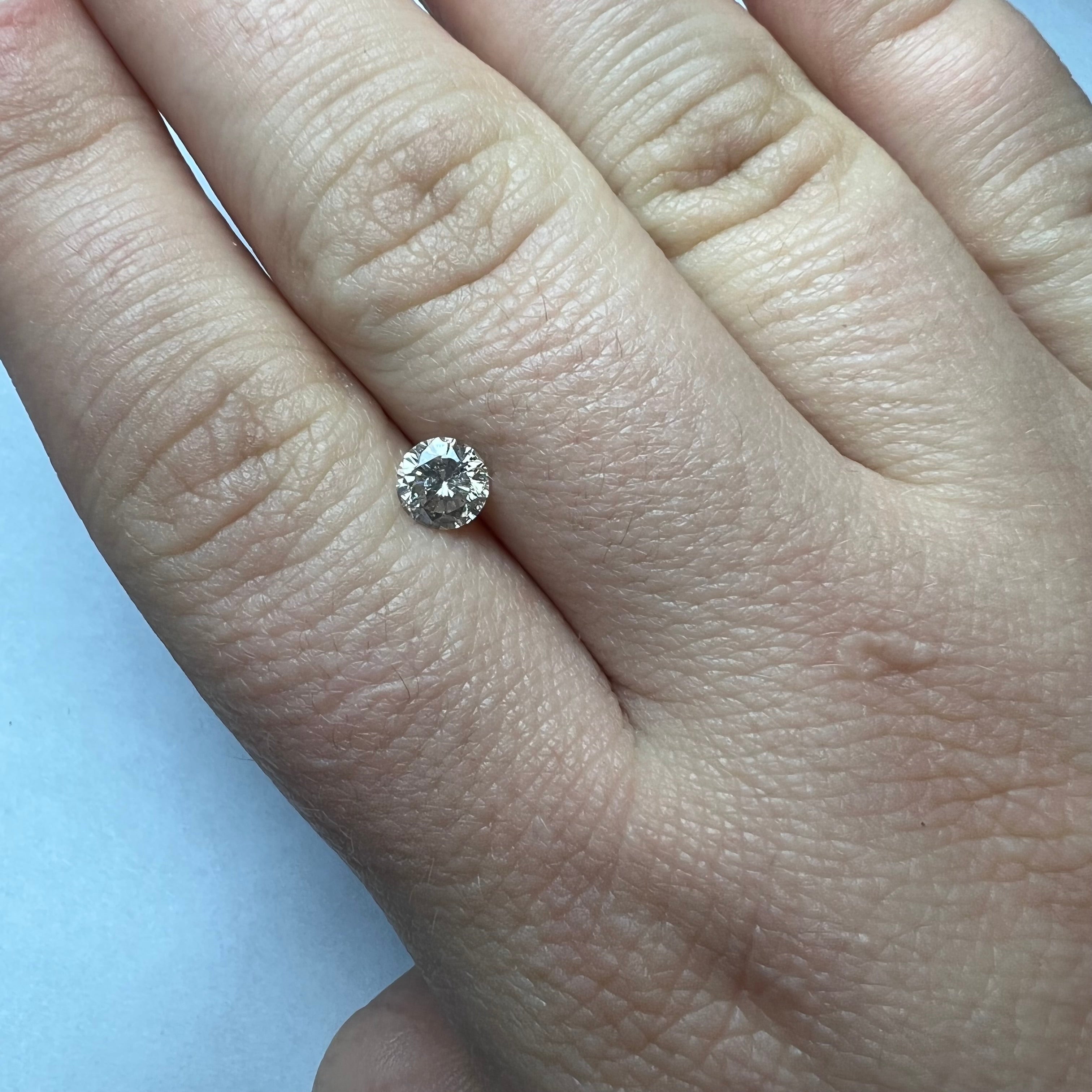 .30CT Brilliant Round Diamond Light Champagne I1 5.35x3.33mm Natural Earth mined
