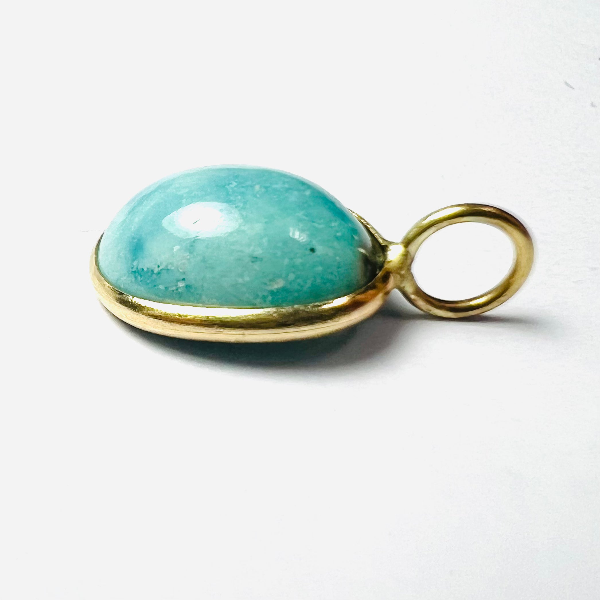 14k Turquoise Yellow Gold Pendant Charm 15x9mm