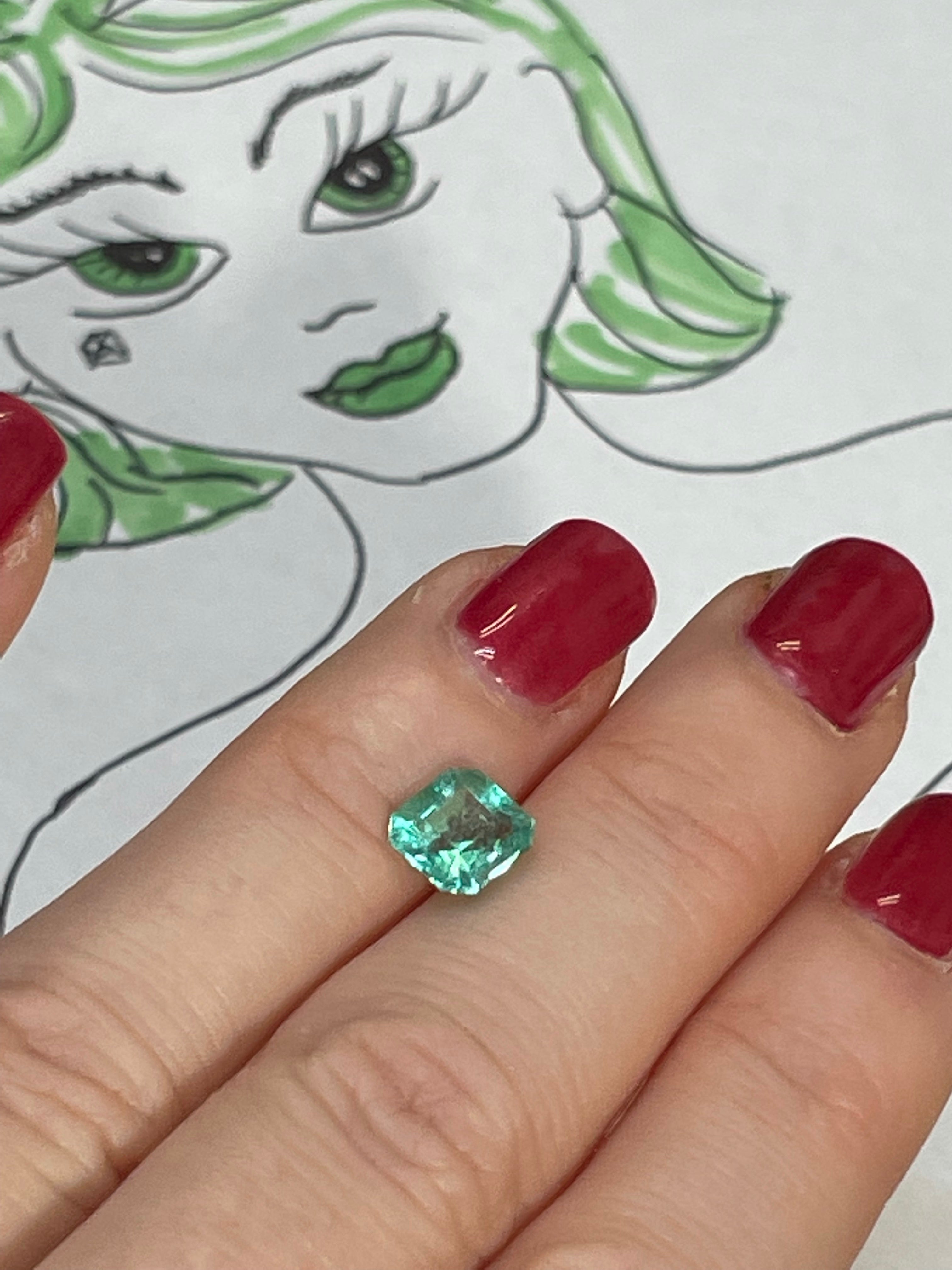 1.22CT Colombian Emerald Loose Emerald Cut 6.5x6mm